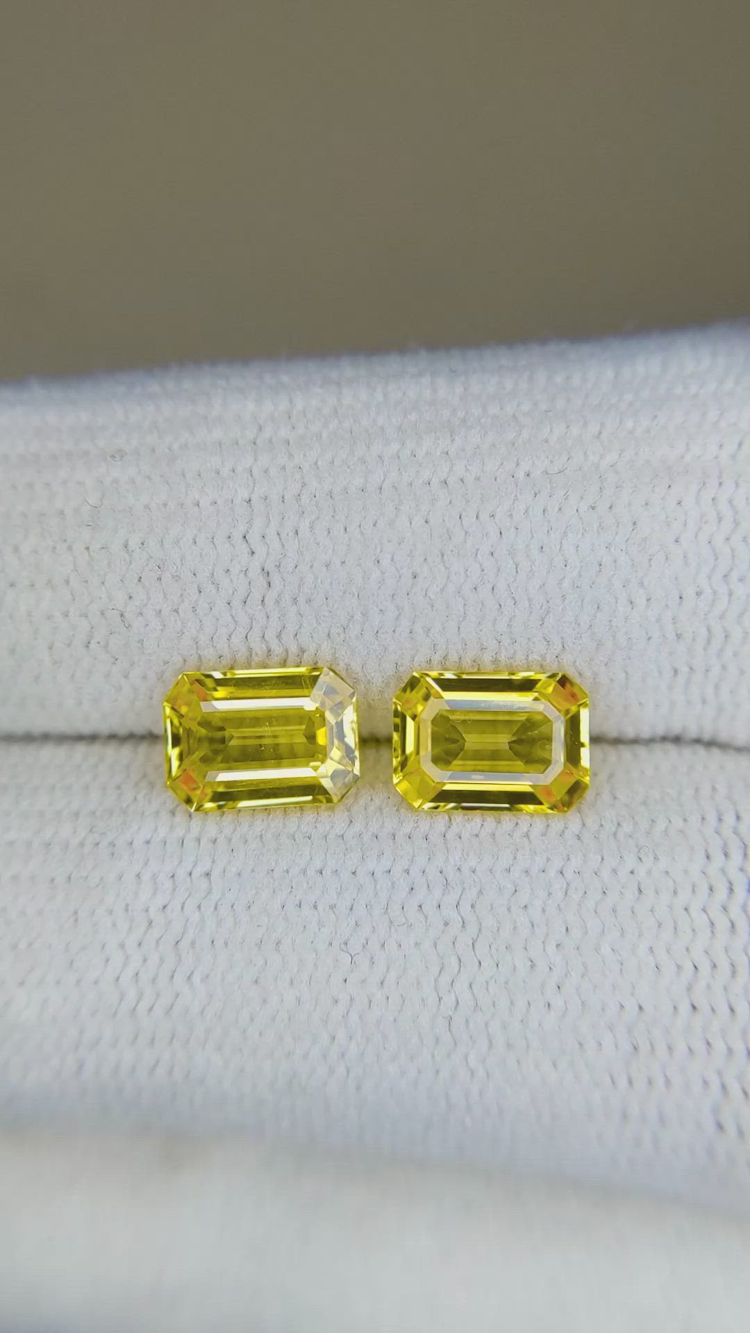 2.26 Ct.Tw.Total Carat Weight Yellow Sapphire Pair from Ceylon (Sri Lanka) Size Video