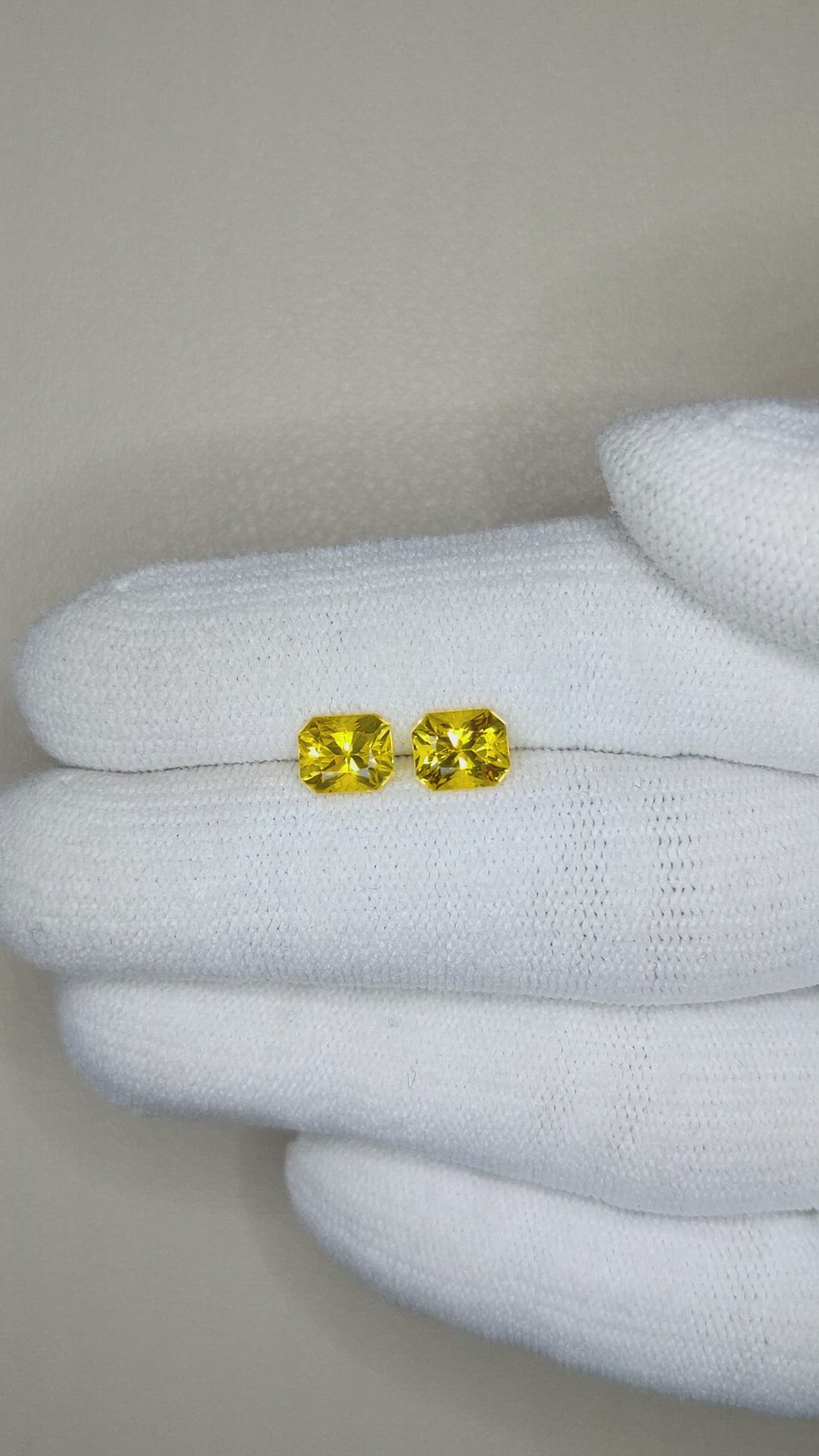 2.19 Ct.Tw.Total Carat Weight Orangish Yellow Sapphire Pair from Ceylon (Sri Lanka) Size Video