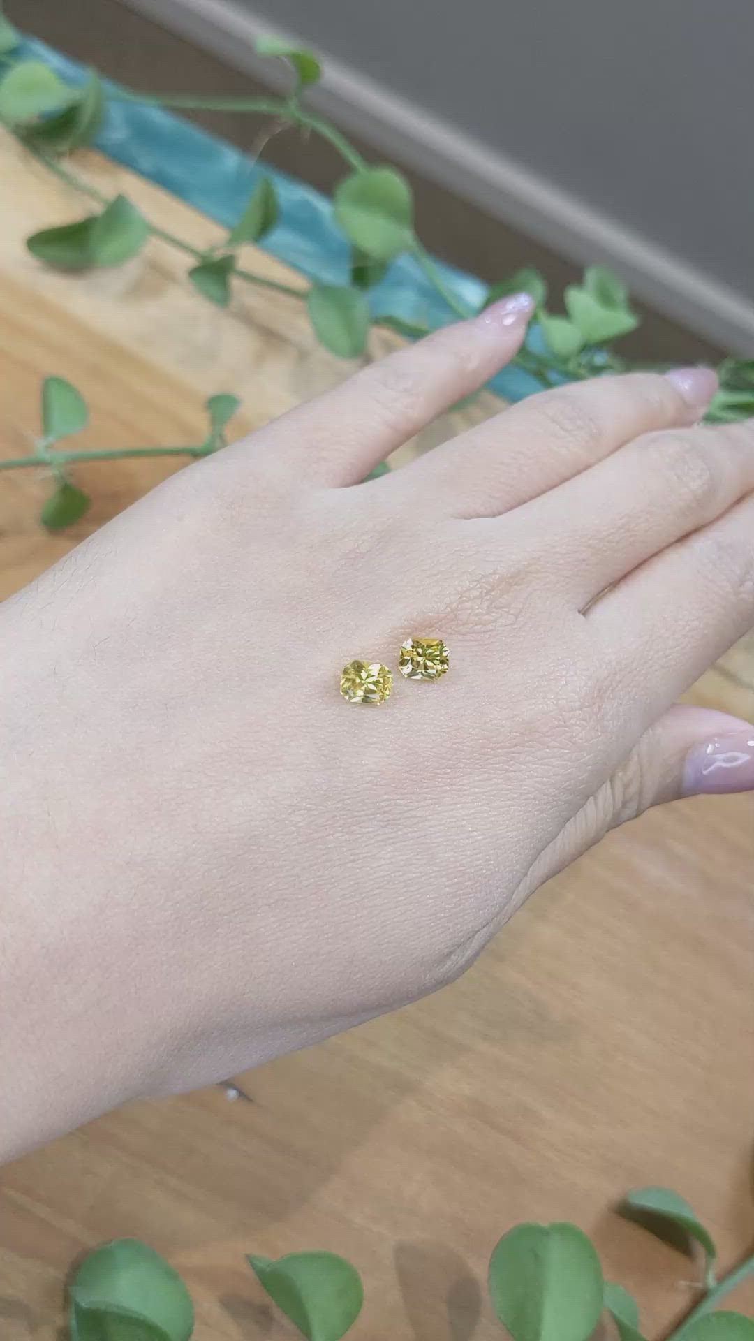 2.15 Ct.Tw.Total Carat Weight Orangish Yellow Sapphire Pair from Ceylon (Sri Lanka) Size Video