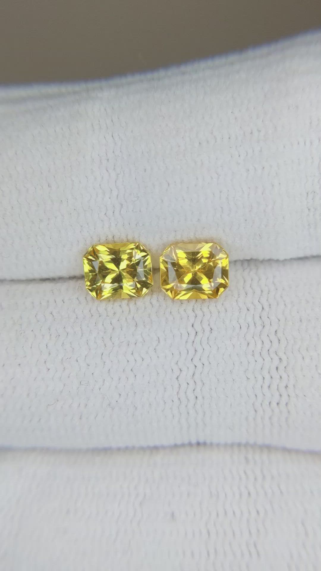 2.08 Ct.Tw.Total Carat Weight Orangish Yellow Sapphire Pair from Ceylon (Sri Lanka) Size Video