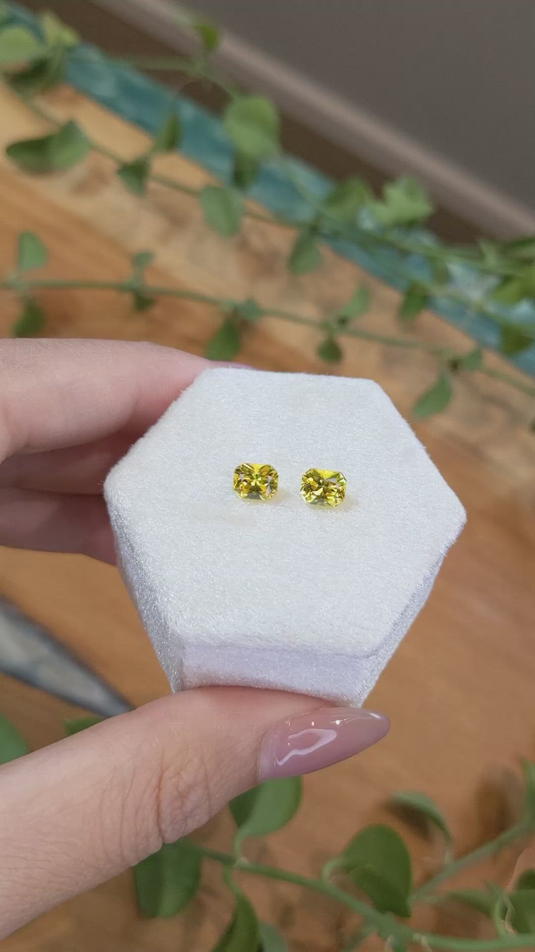 1.99&nbsp;Ct.Tw.Total Carat Weight Yellow Sapphire Pair from Ceylon (Sri Lanka) Size Video