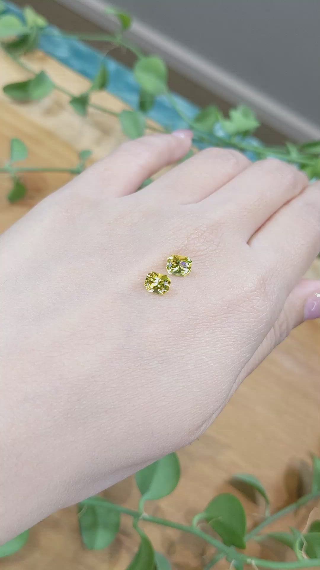 1.99&nbsp;Ct.Tw.Total Carat Weight Yellow Sapphire Pair from Ceylon (Sri Lanka) Size Video