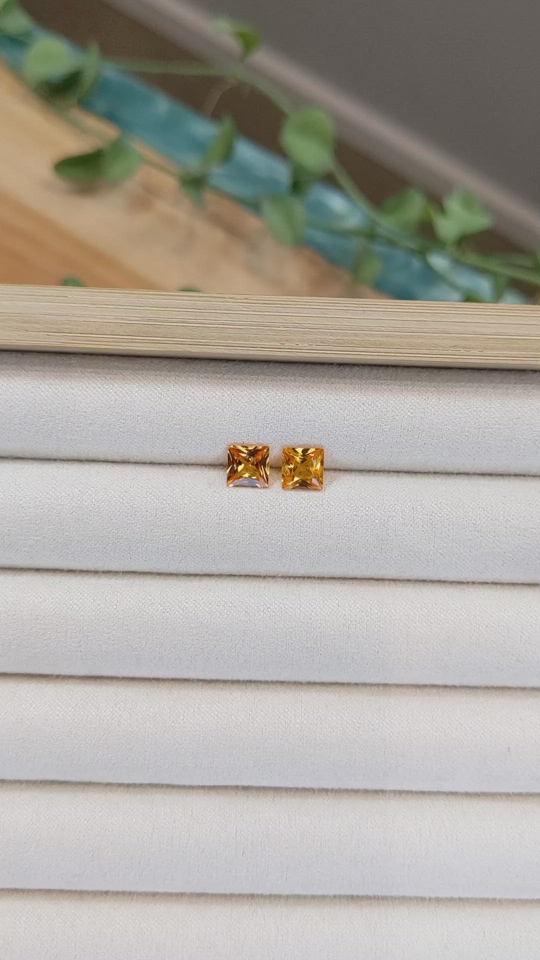 2.34 Ct.Tw.Total Carat Weight Orange Sapphire Pair from Ceylon (Sri Lanka) Size Video