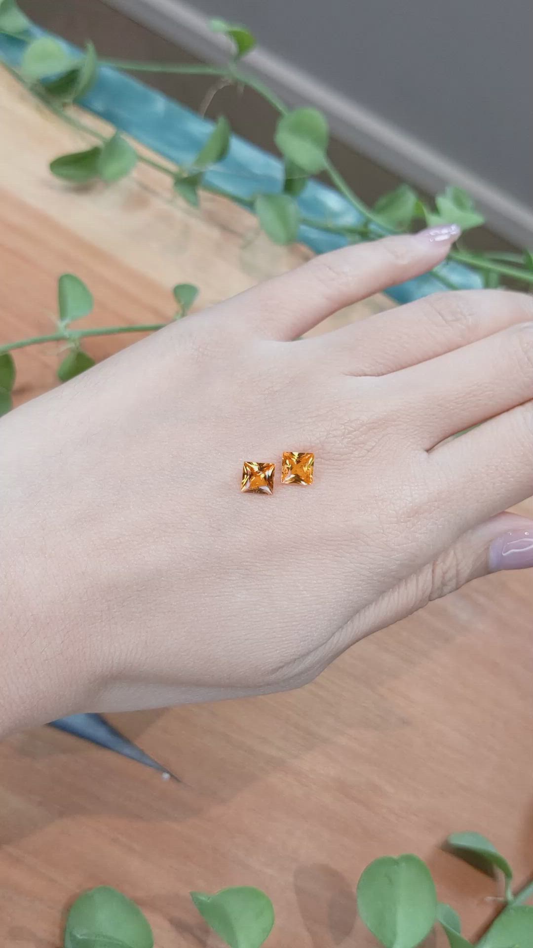 2.34 Ct.Tw.Total Carat Weight Orange Sapphire Pair from Ceylon (Sri Lanka) Size Video