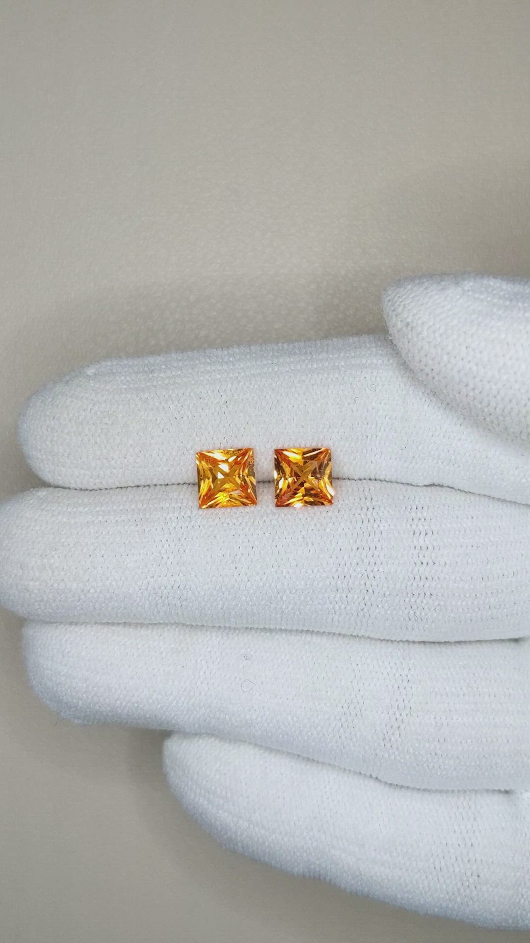 2.34 Ct.Tw.Total Carat Weight Orange Sapphire Pair from Ceylon (Sri Lanka) Size Video