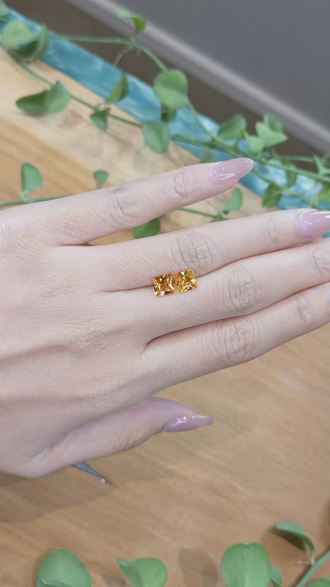 2.34 Ct.Tw.Total Carat Weight Orange Sapphire Pair from Ceylon (Sri Lanka) Size Video