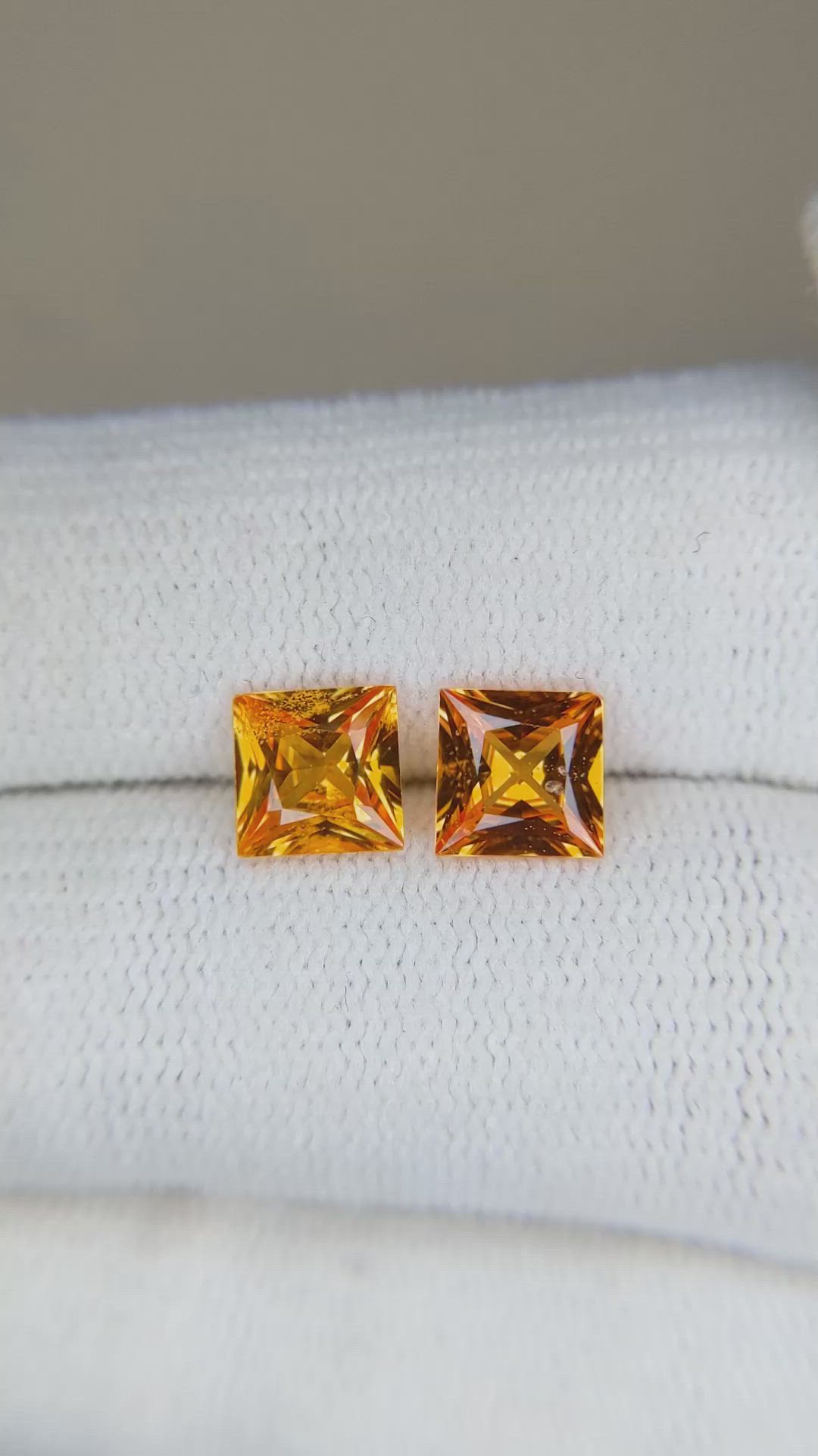 2.34 Ct.Tw.Total Carat Weight Orange Sapphire Pair from Ceylon (Sri Lanka) Size Video