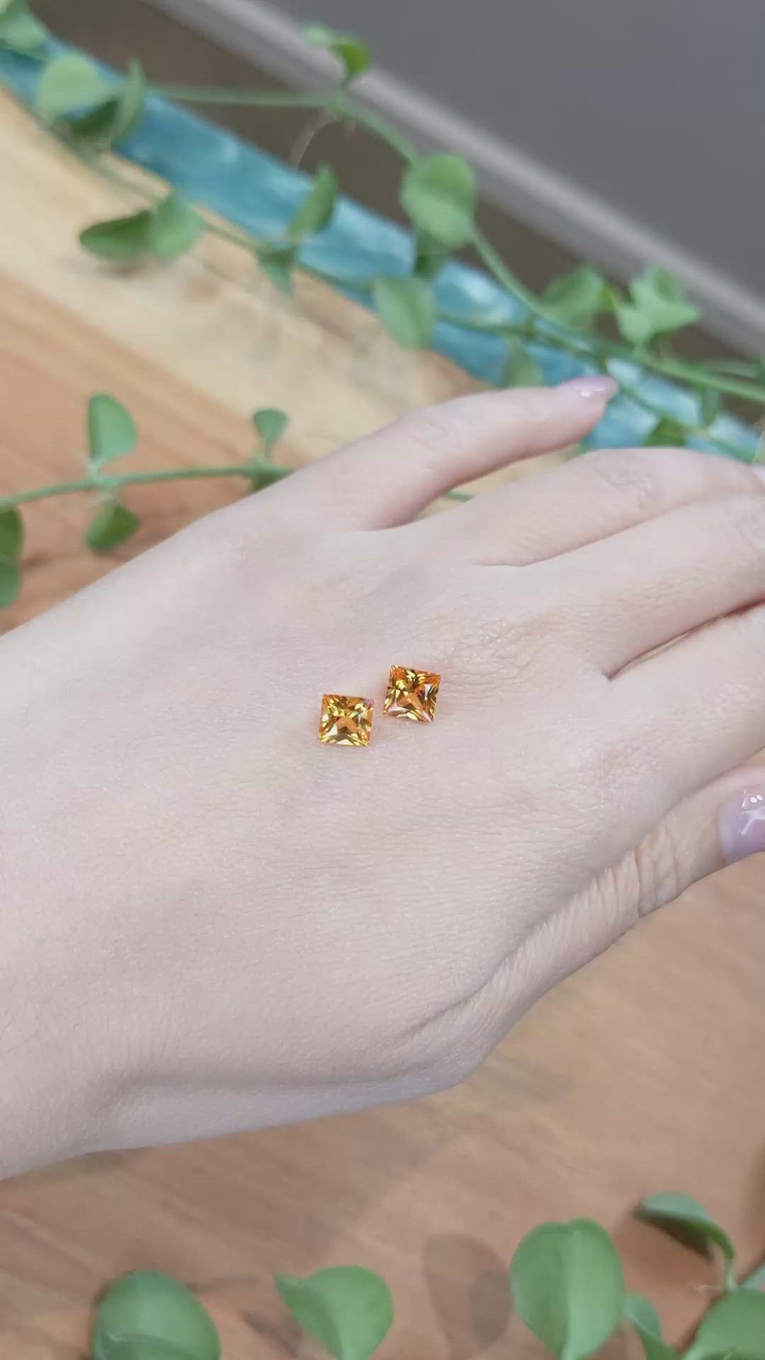 2.65&nbsp;Ct.Tw.Total Carat Weight Orange Sapphire Pair from Ceylon (Sri Lanka) Size Video