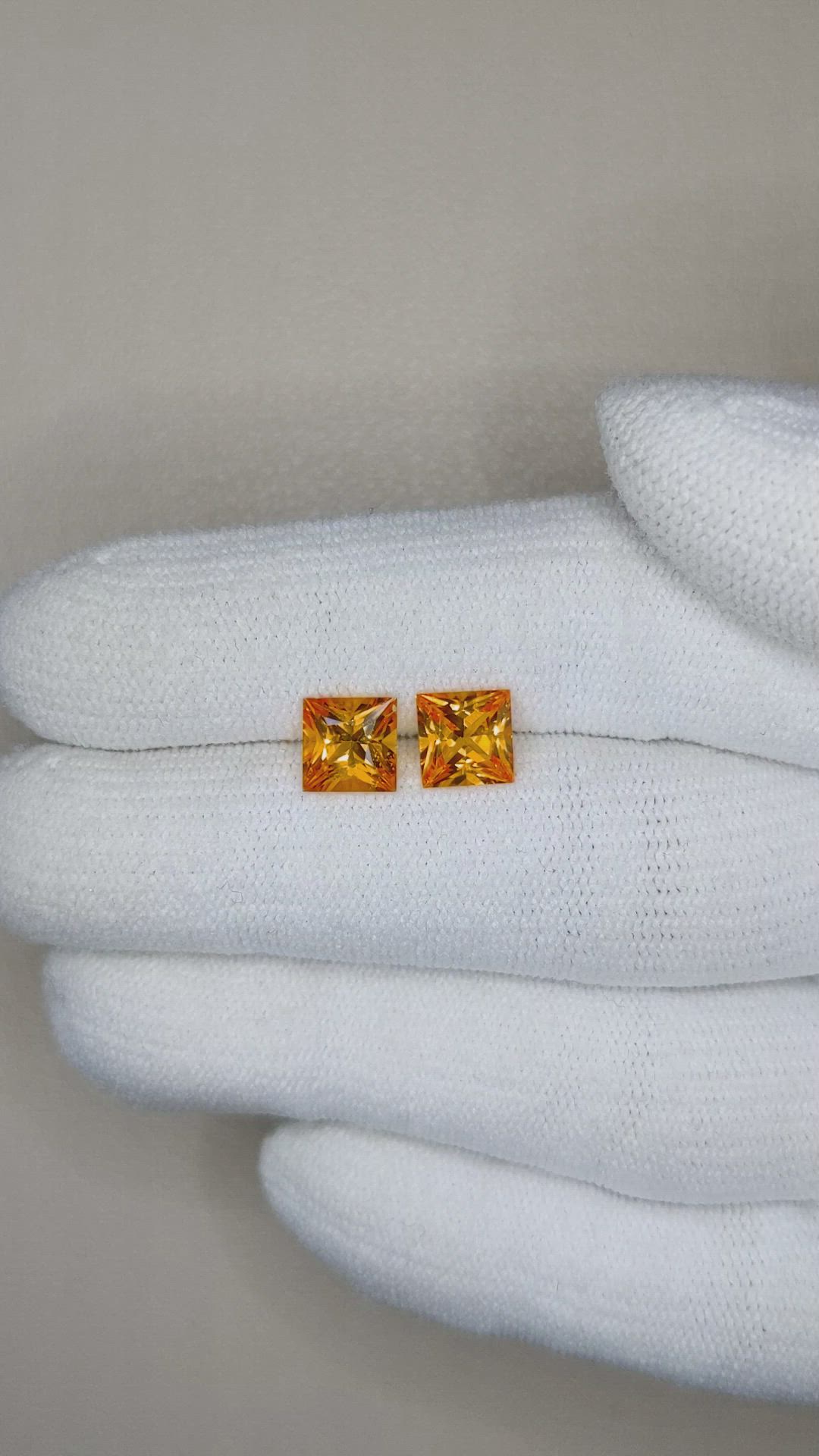 2.65&nbsp;Ct.Tw.Total Carat Weight Orange Sapphire Pair from Ceylon (Sri Lanka) Size Video