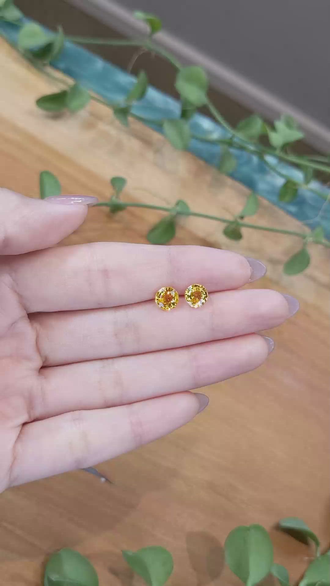 2.92 Ct.Tw.Total Carat Weight Orangish Yellow Sapphire Pair from Ceylon (Sri Lanka) Size Video