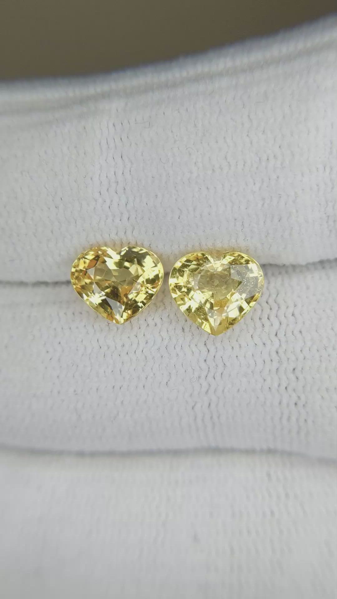 4.09 Ct.Tw.Total Carat Weight Yellow Sapphire Pair from Ceylon (Sri Lanka) Size Video