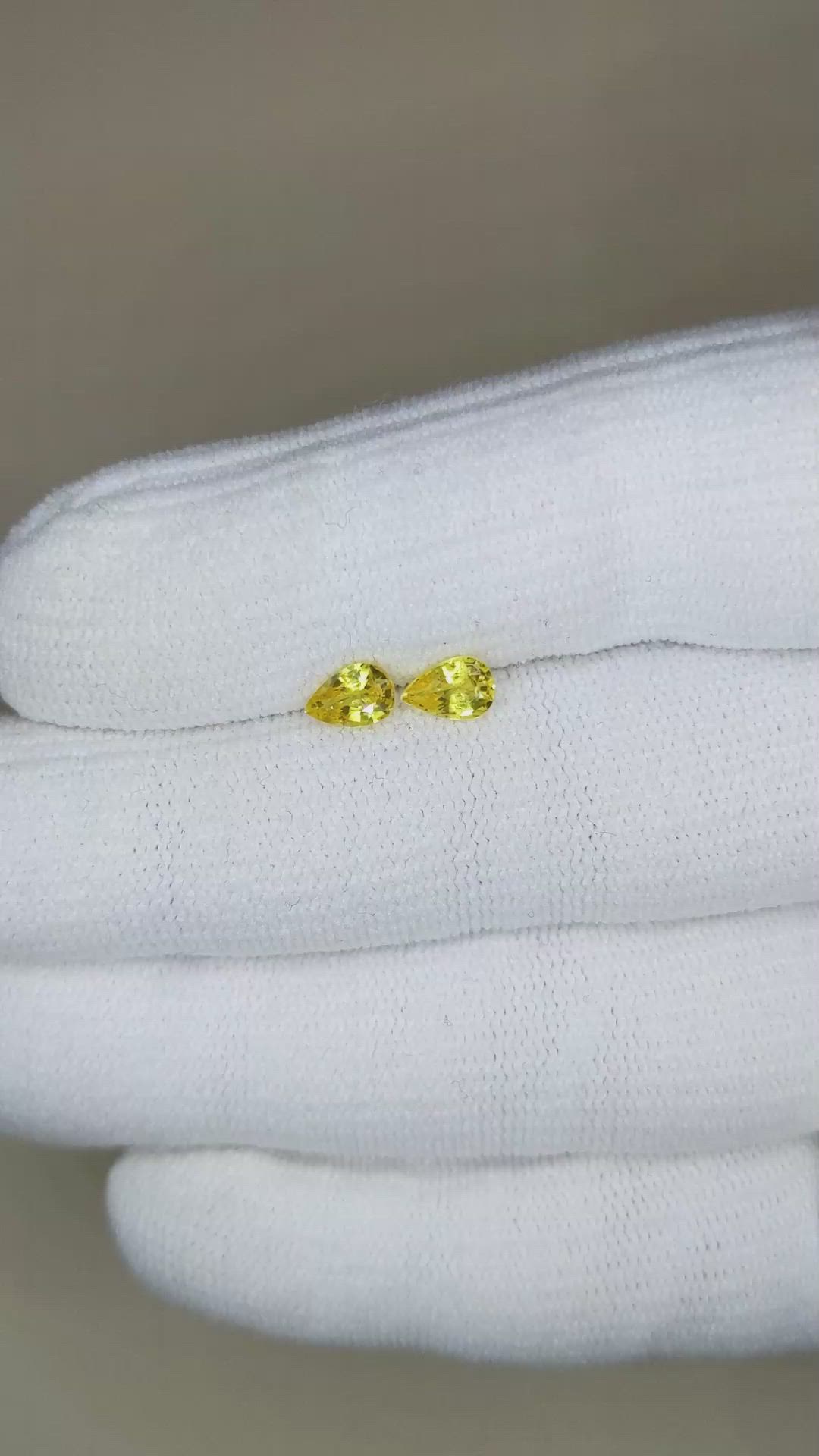 1.16 Ct.Tw.Total Carat Weight Yellow Sapphire Pair from Ceylon (Sri Lanka) Size Video