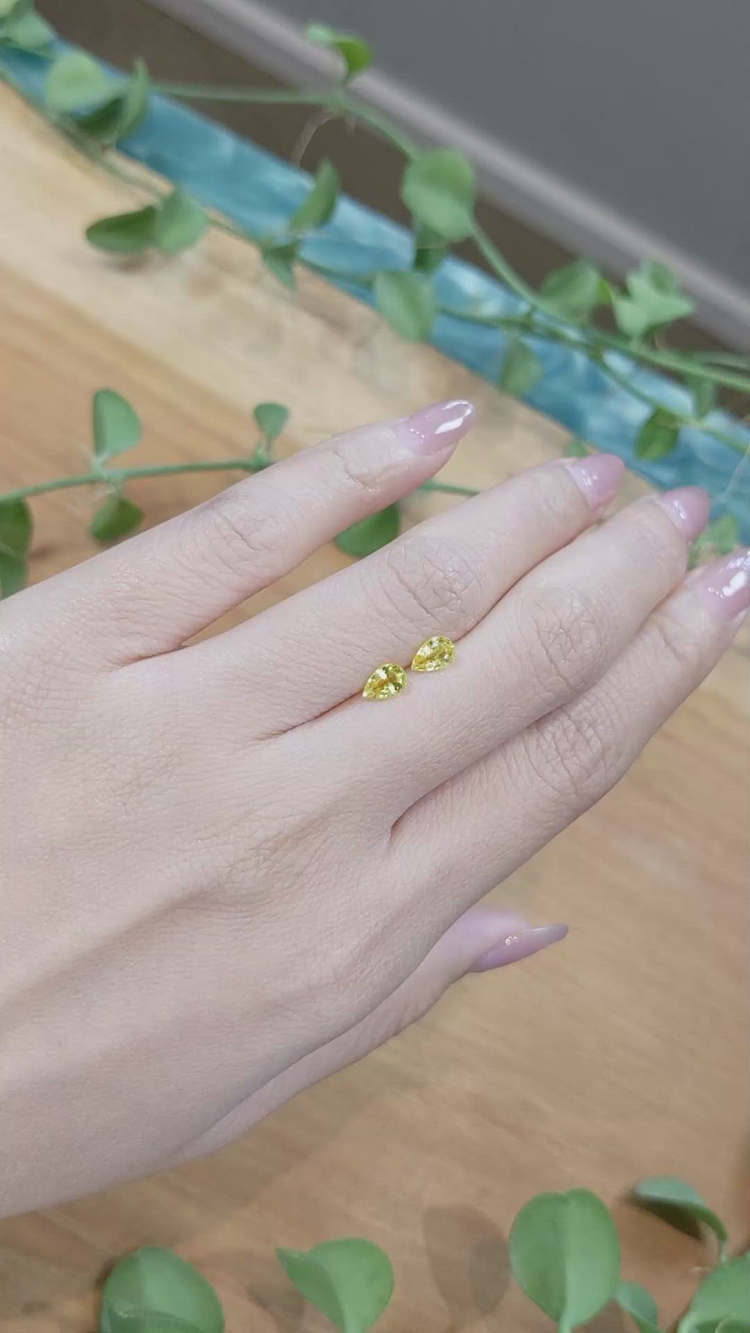 1.16 Ct.Tw.Total Carat Weight Yellow Sapphire Pair from Ceylon (Sri Lanka) Size Video
