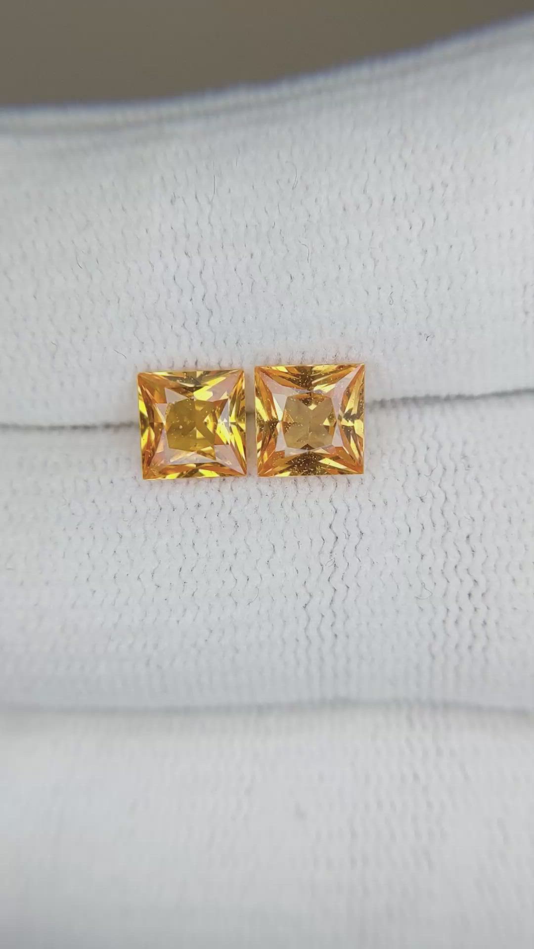 2.48 Ct.Tw.Total Carat Weight Yellowish Orange Sapphire Pair from Ceylon (Sri Lanka) Size Video