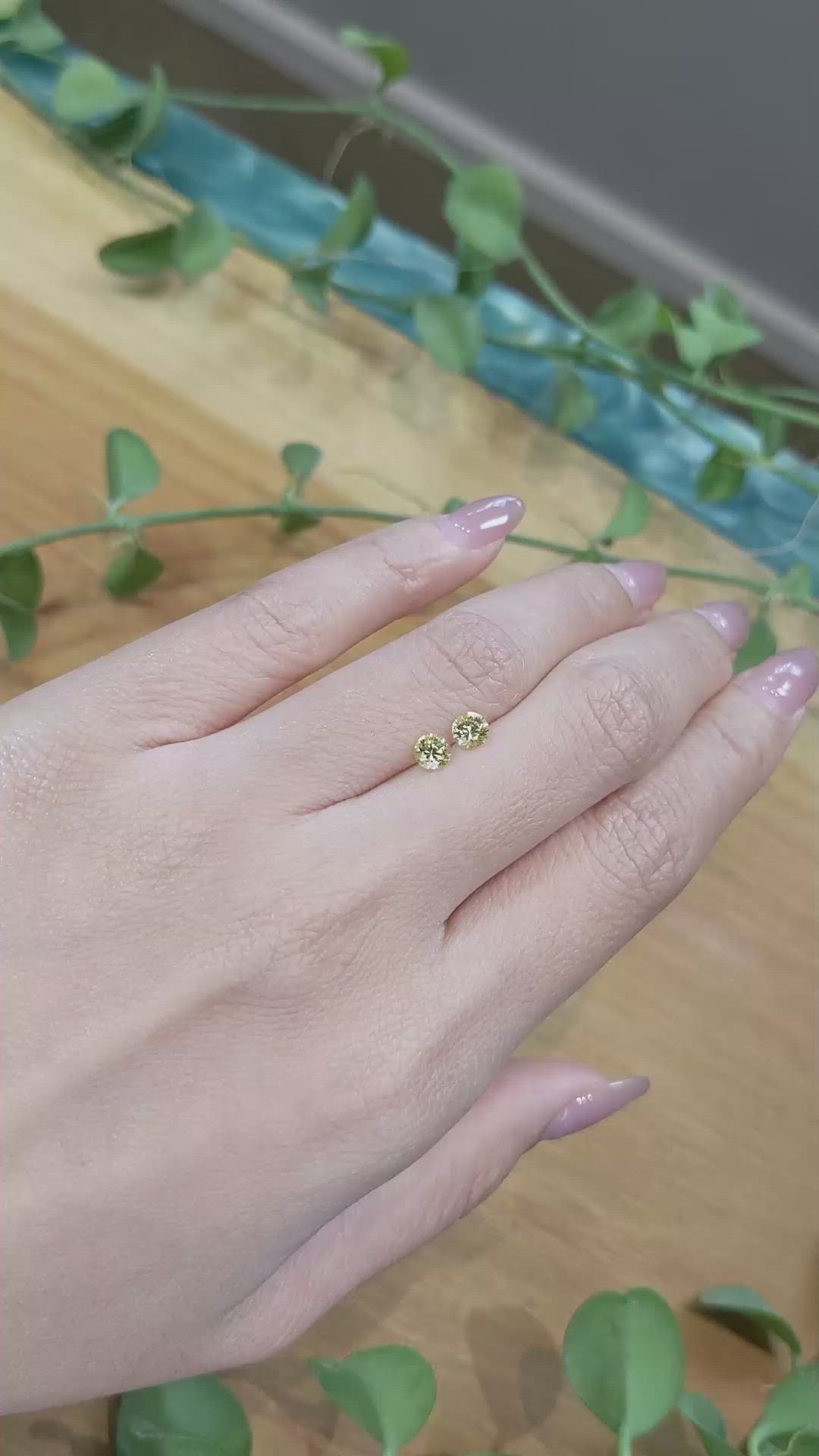 0.80 Ct.Tw.Total Carat Weight Yellow Sapphire Pair from Ceylon (Sri Lanka) Size Video