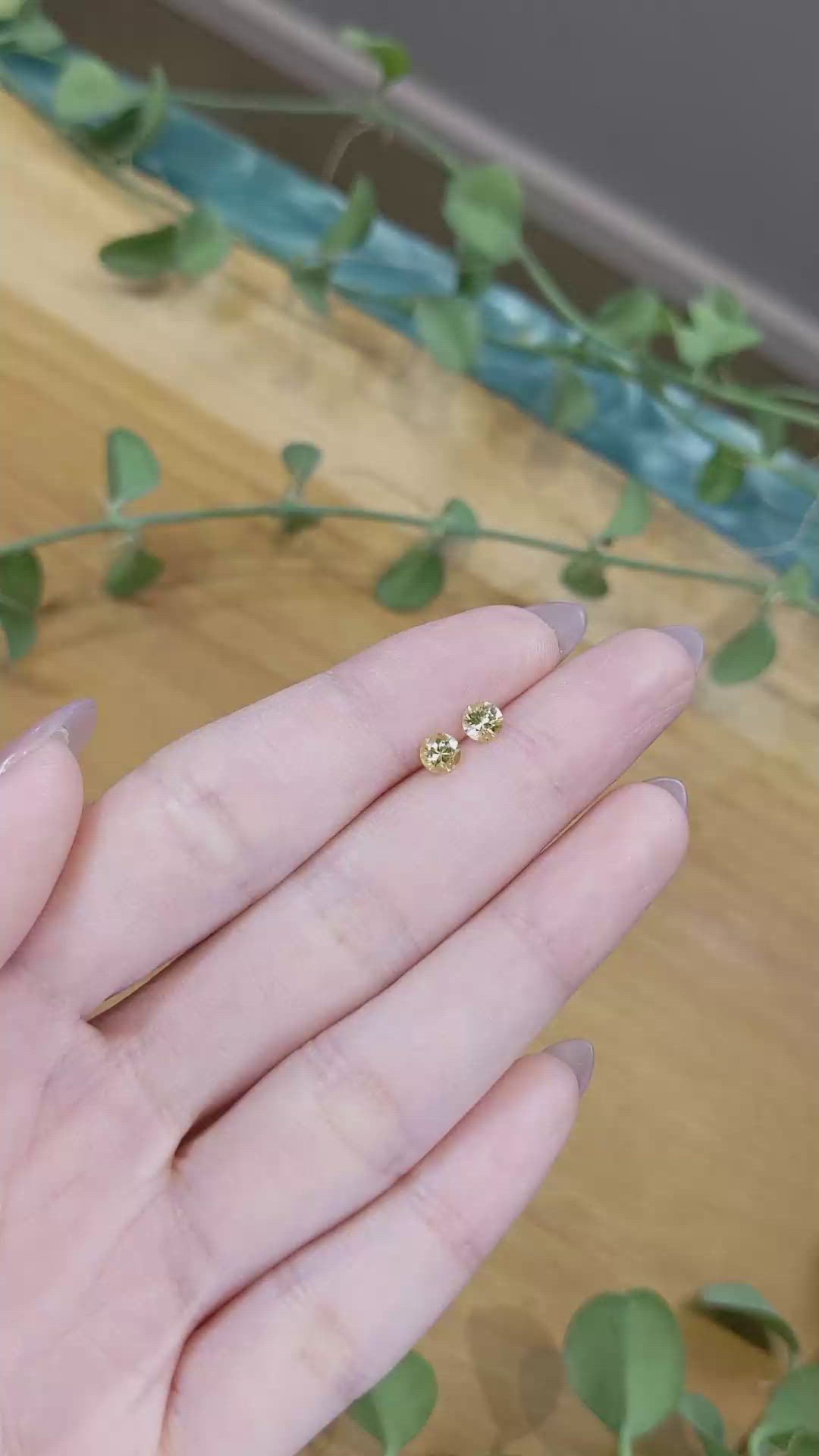 0.80 Ct.Tw.Total Carat Weight Yellow Sapphire Pair from Ceylon (Sri Lanka) Size Video