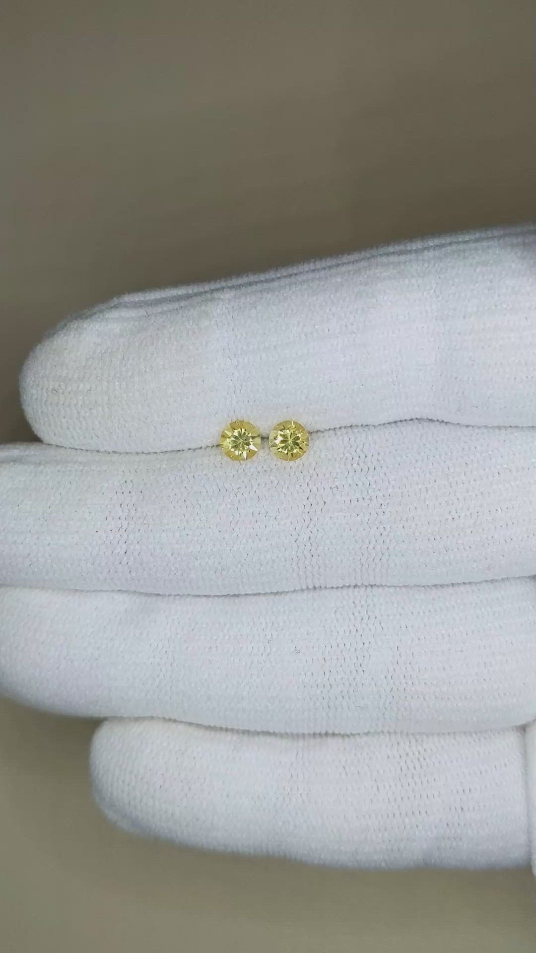 0.80 Ct.Tw.Total Carat Weight Yellow Sapphire Pair from Ceylon (Sri Lanka) Size Video