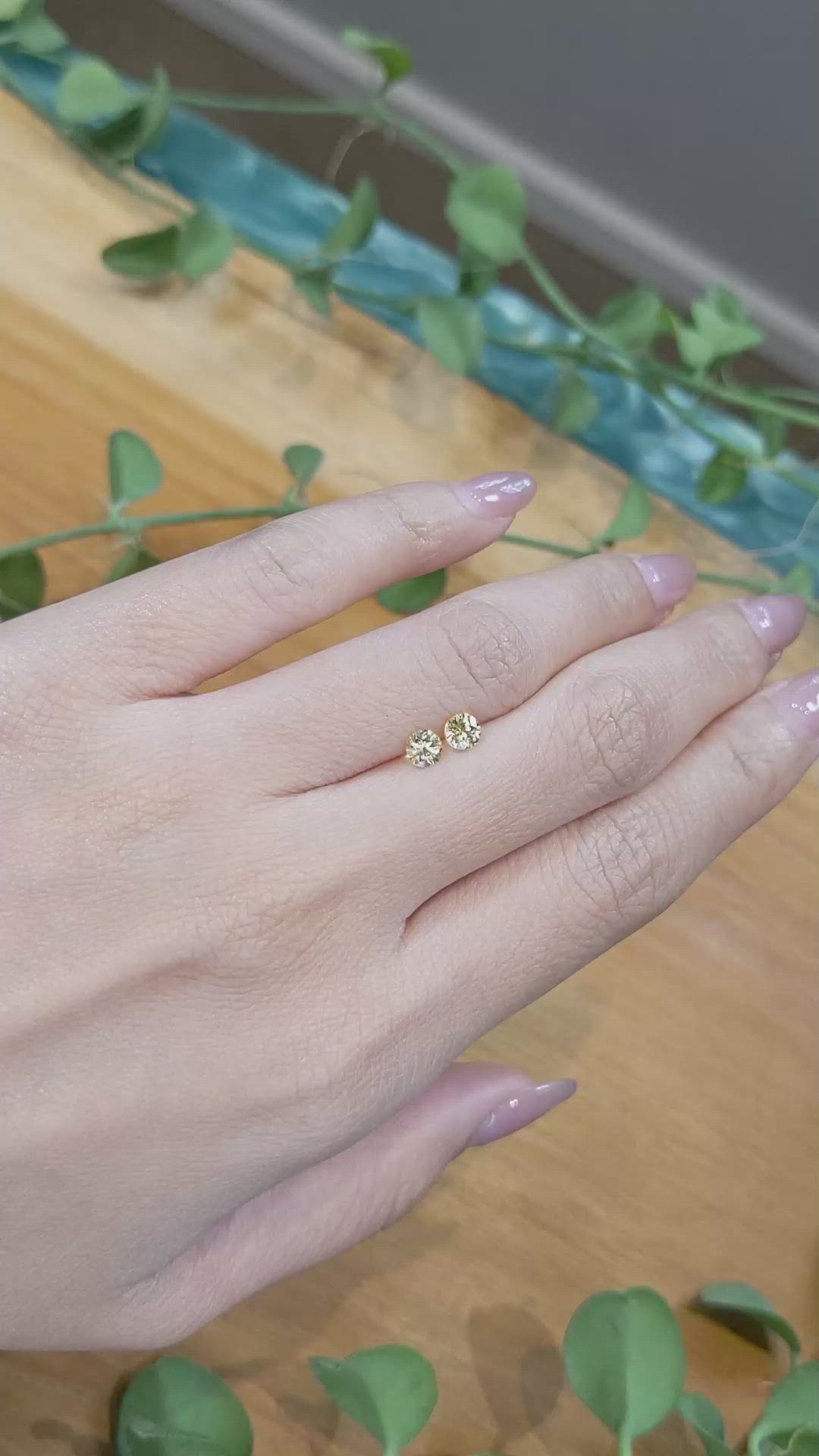 0.72 Ct.Tw.Total Carat Weight Yellow Sapphire Pair from Ceylon (Sri Lanka) Size Video