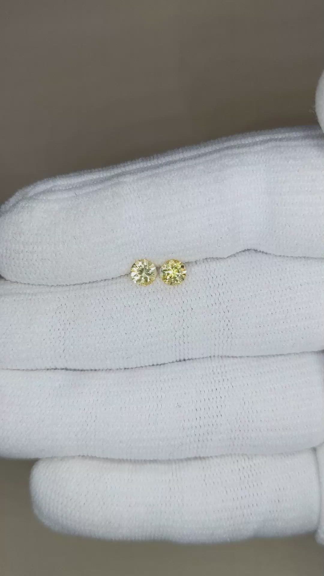 0.72 Ct.Tw.Total Carat Weight Yellow Sapphire Pair from Ceylon (Sri Lanka) Size Video