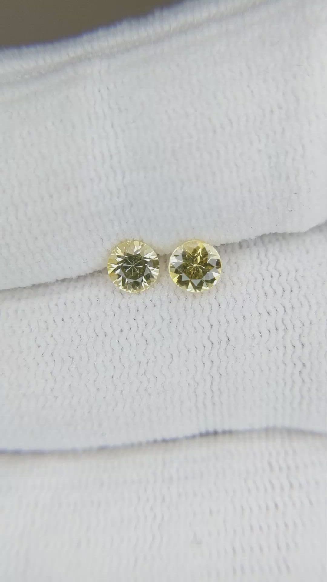 0.72 Ct.Tw.Total Carat Weight Yellow Sapphire Pair from Ceylon (Sri Lanka) Size Video