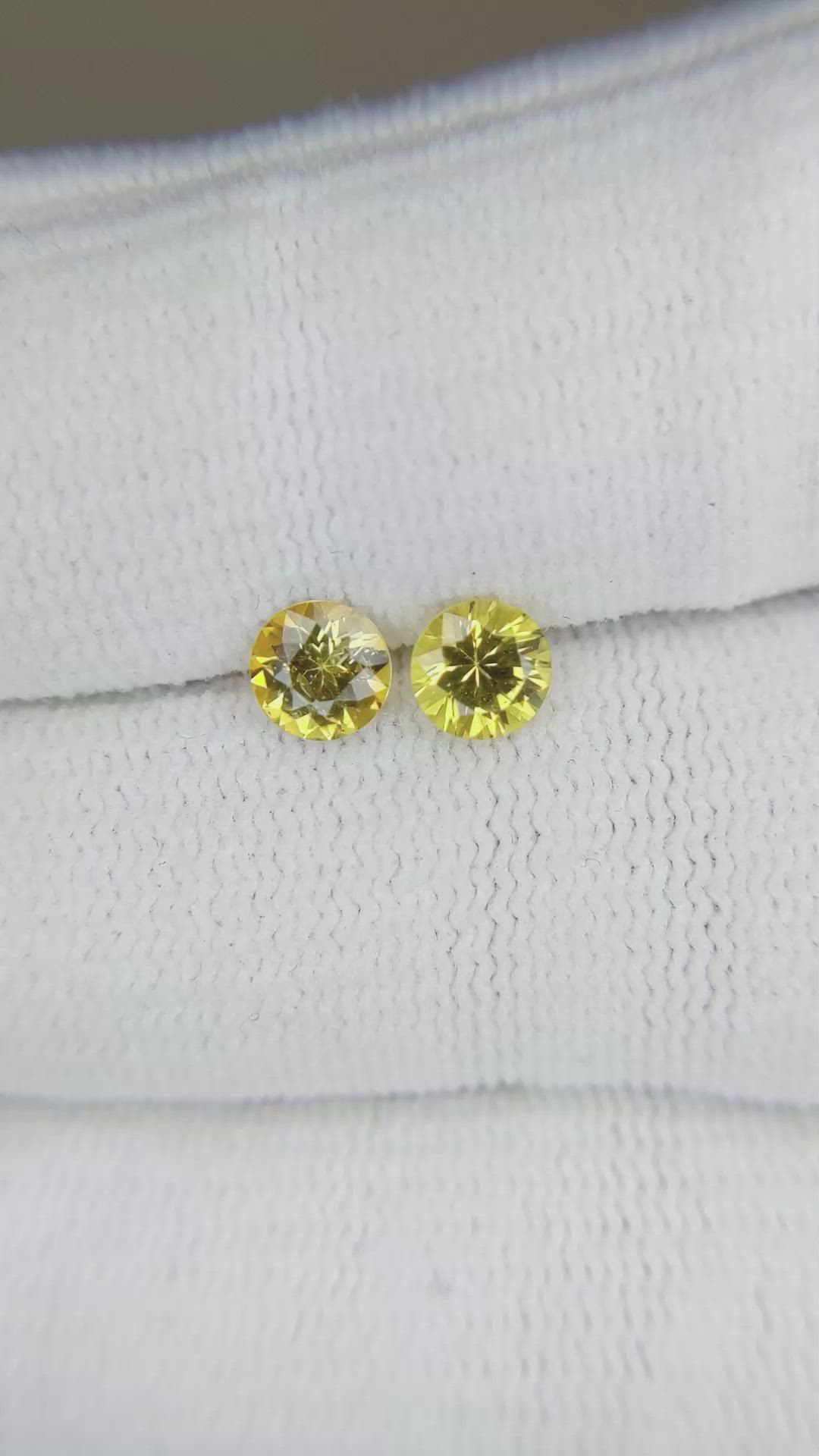 1.15 Ct.Tw.Total Carat Weight Yellow Sapphire Pair from Ceylon (Sri Lanka) Size Video