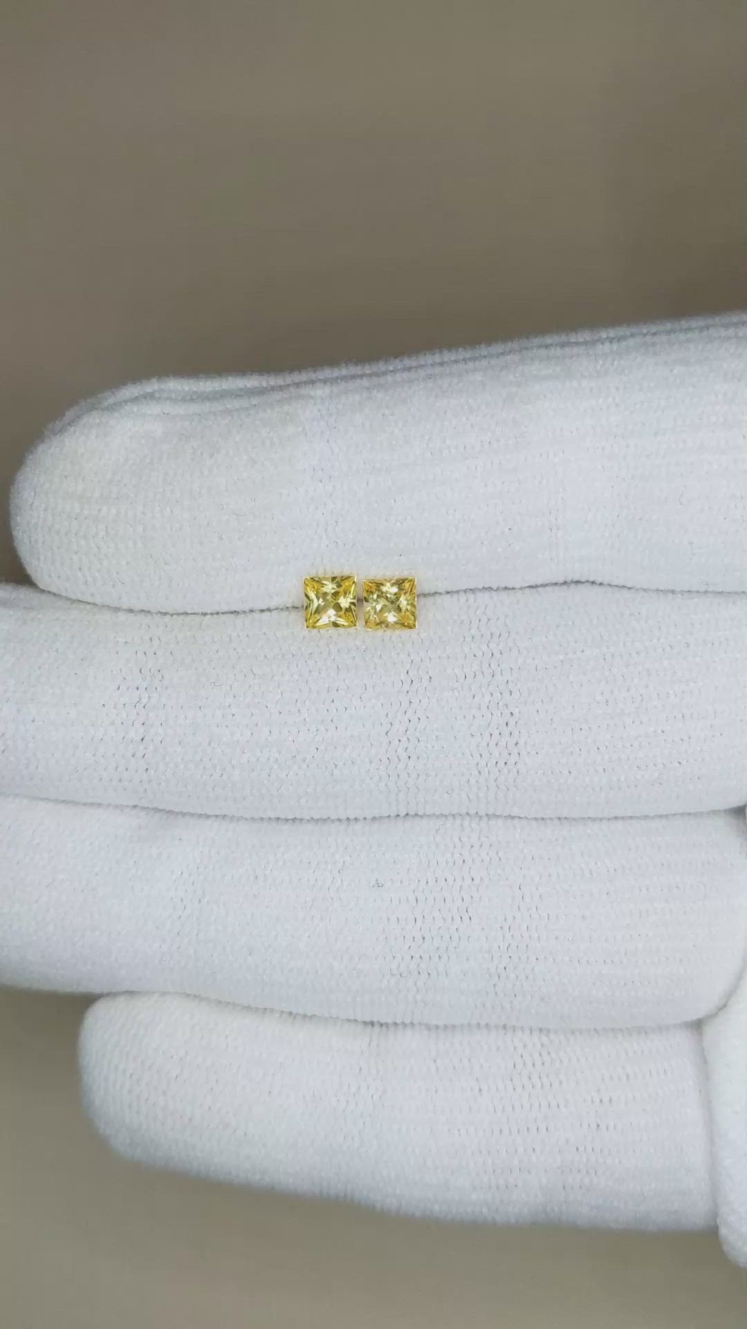 0.87&nbsp;Ct.Tw.Total Carat Weight Yellow Sapphire Pair from Ceylon (Sri Lanka) Size Video