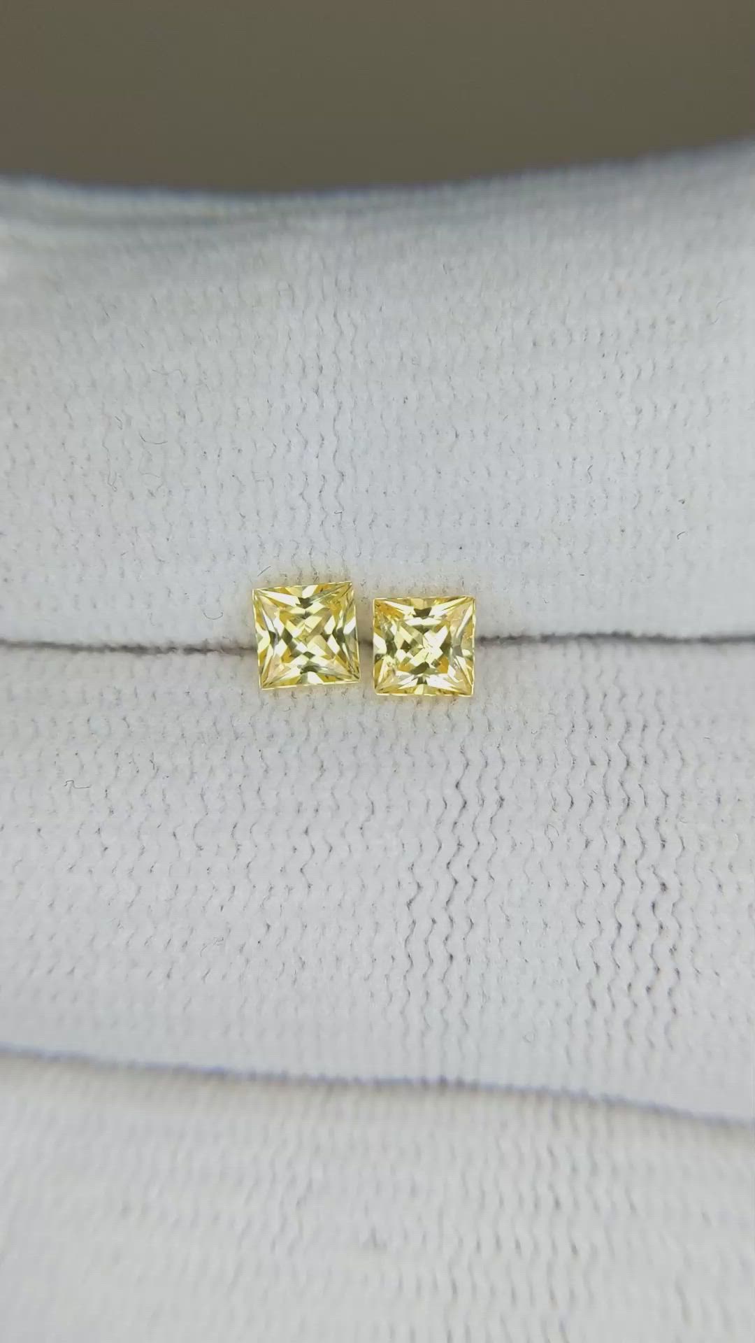 0.87&nbsp;Ct.Tw.Total Carat Weight Yellow Sapphire Pair from Ceylon (Sri Lanka) Size Video