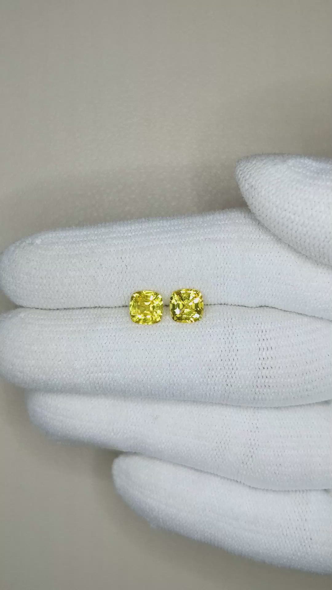 1.71&nbsp;Ct.Tw.Total Carat Weight Yellow Sapphire Pair from Ceylon (Sri Lanka) Size Video
