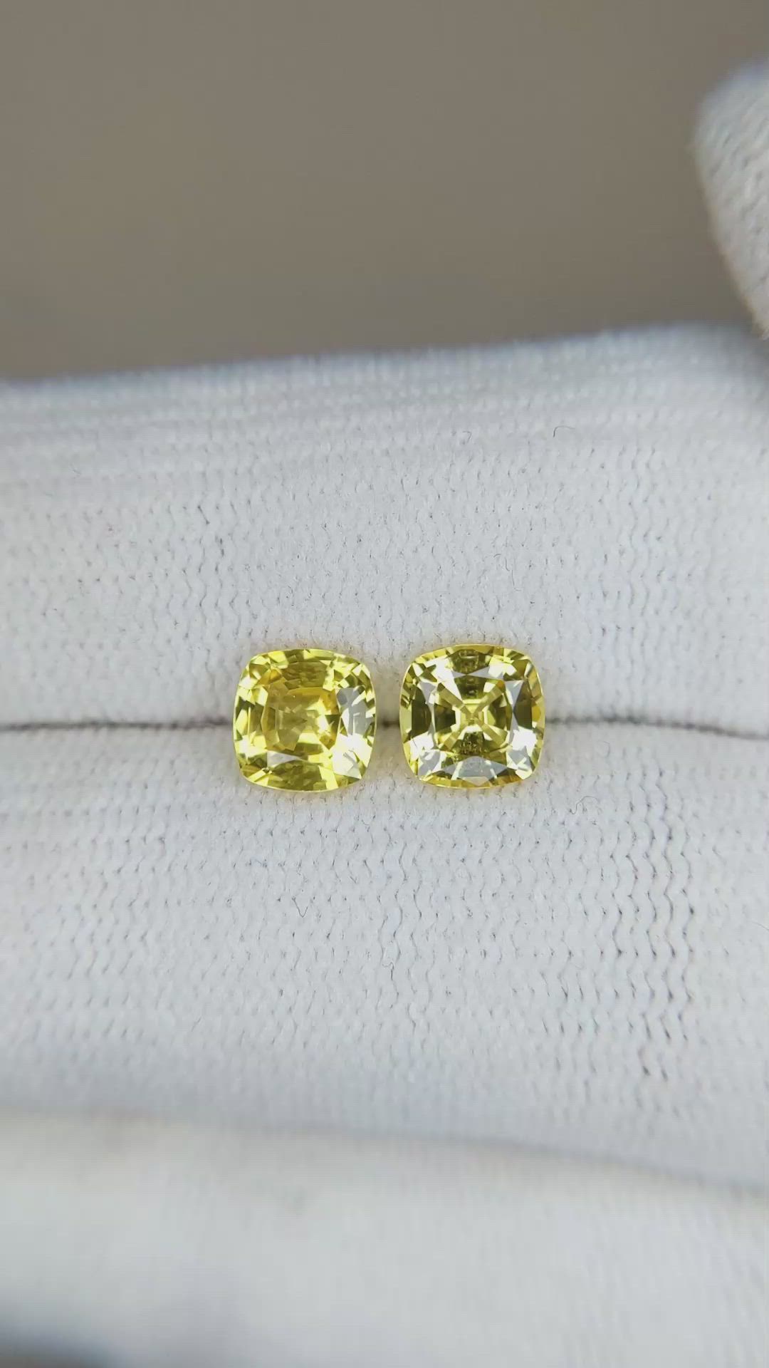 1.71&nbsp;Ct.Tw.Total Carat Weight Yellow Sapphire Pair from Ceylon (Sri Lanka) Size Video