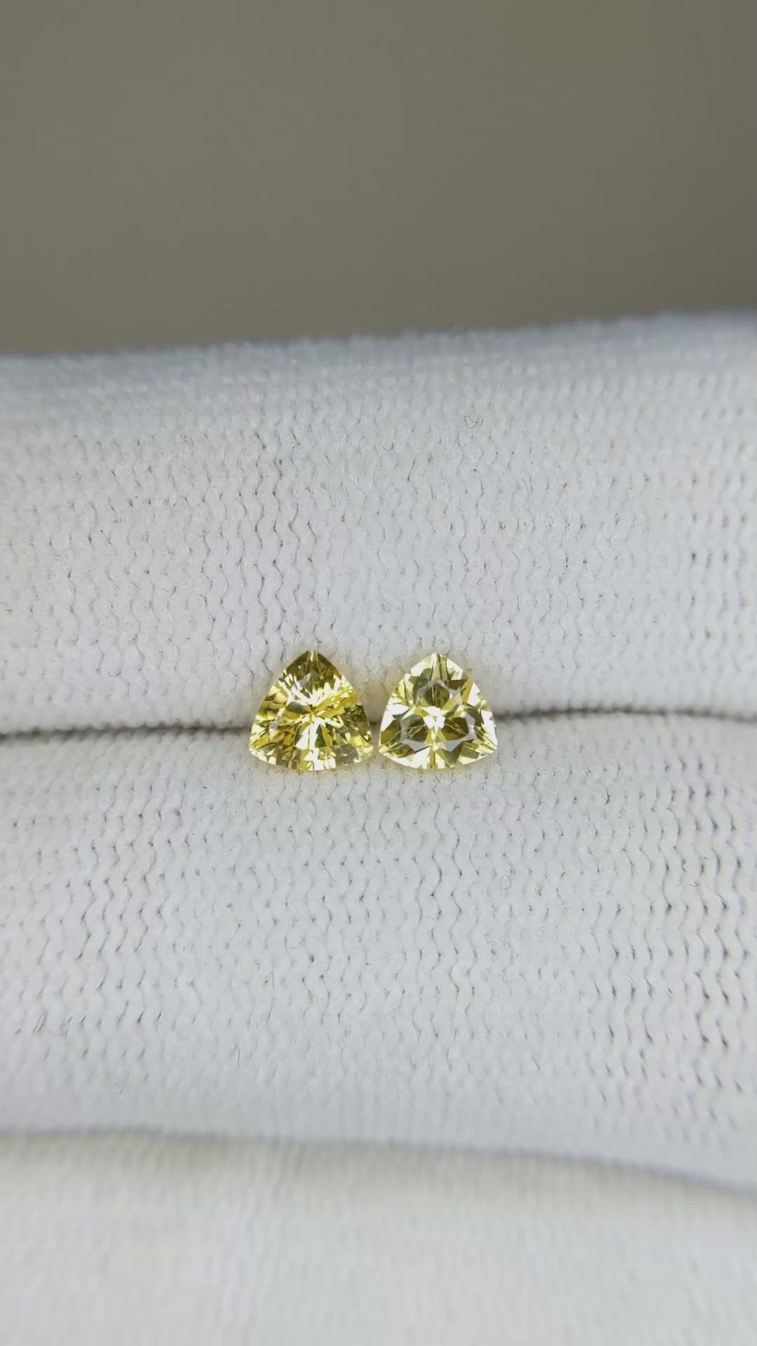 0.74 Ct.Tw.Total Carat Weight Yellow Sapphire Pair from Ceylon (Sri Lanka) Size Video