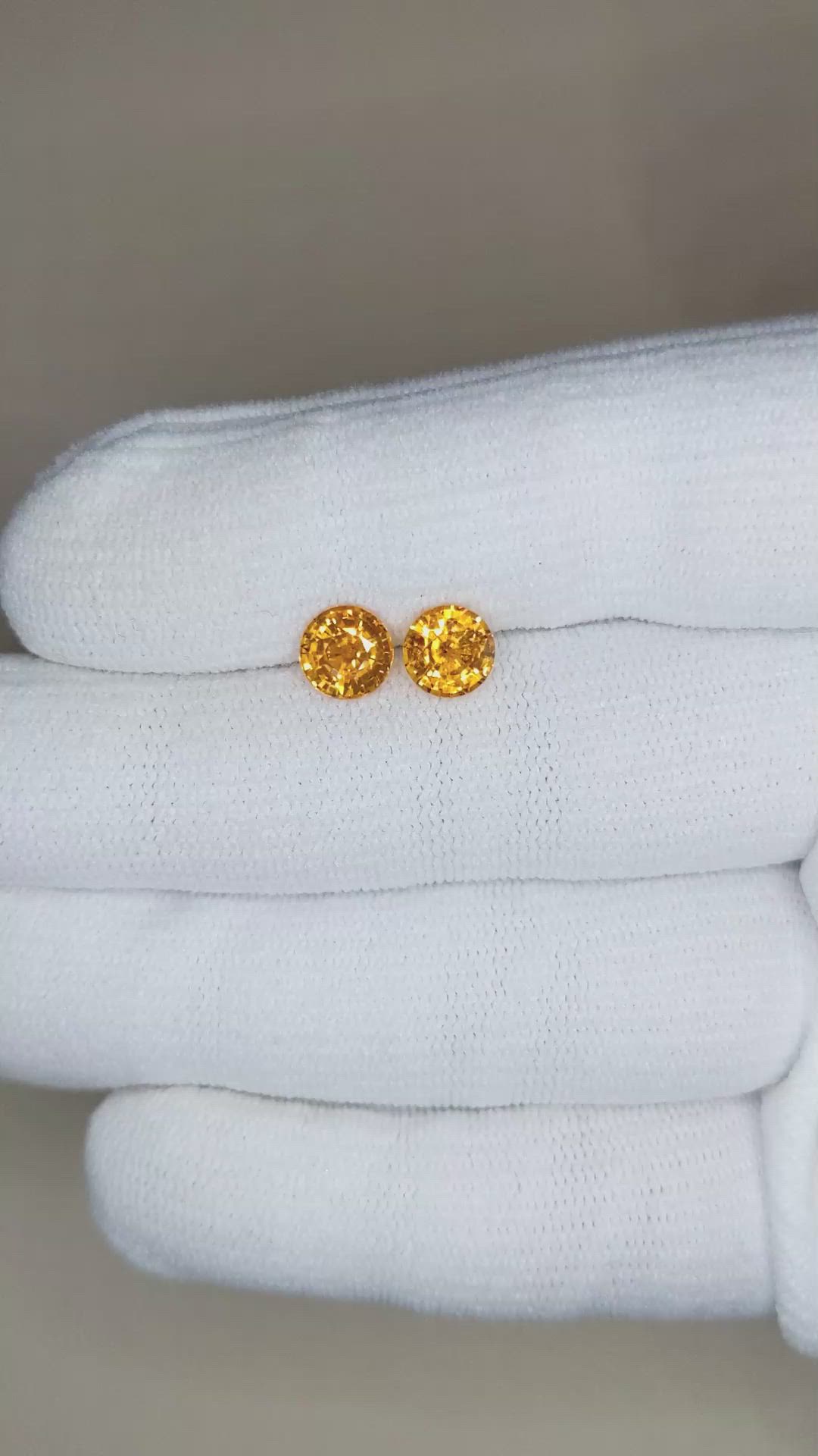 2.52 Ct.Tw.Total Carat Weight Orange Sapphire Pair from Ceylon (Sri Lanka) Size Video