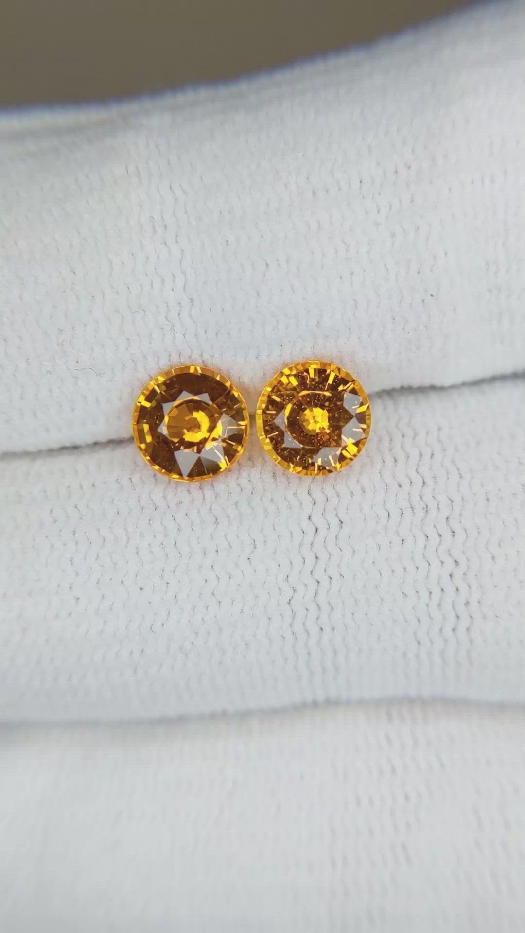 2.52 Ct.Tw.Total Carat Weight Orange Sapphire Pair from Ceylon (Sri Lanka) Size Video