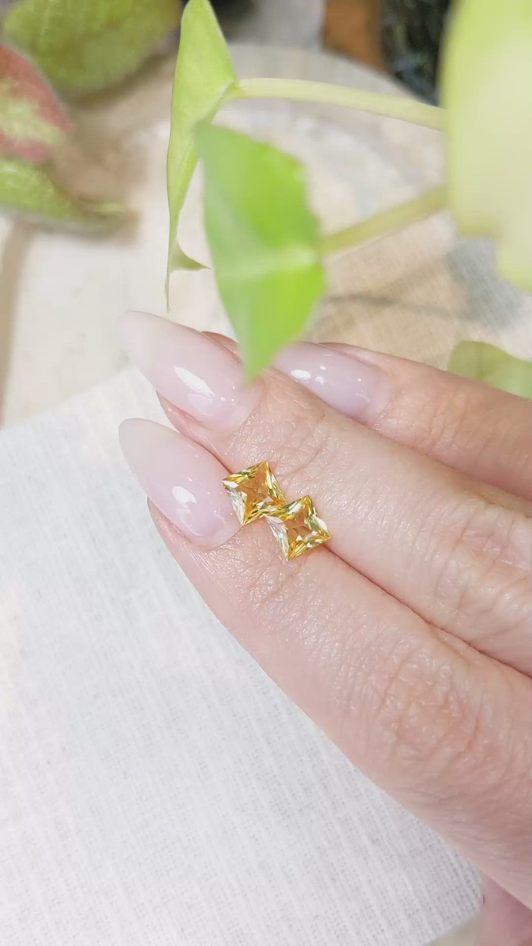 2.28&nbsp;Ct.Tw.Total Carat Weight Orangish Yellow Sapphire Pair from Ceylon (Sri Lanka) Size Video