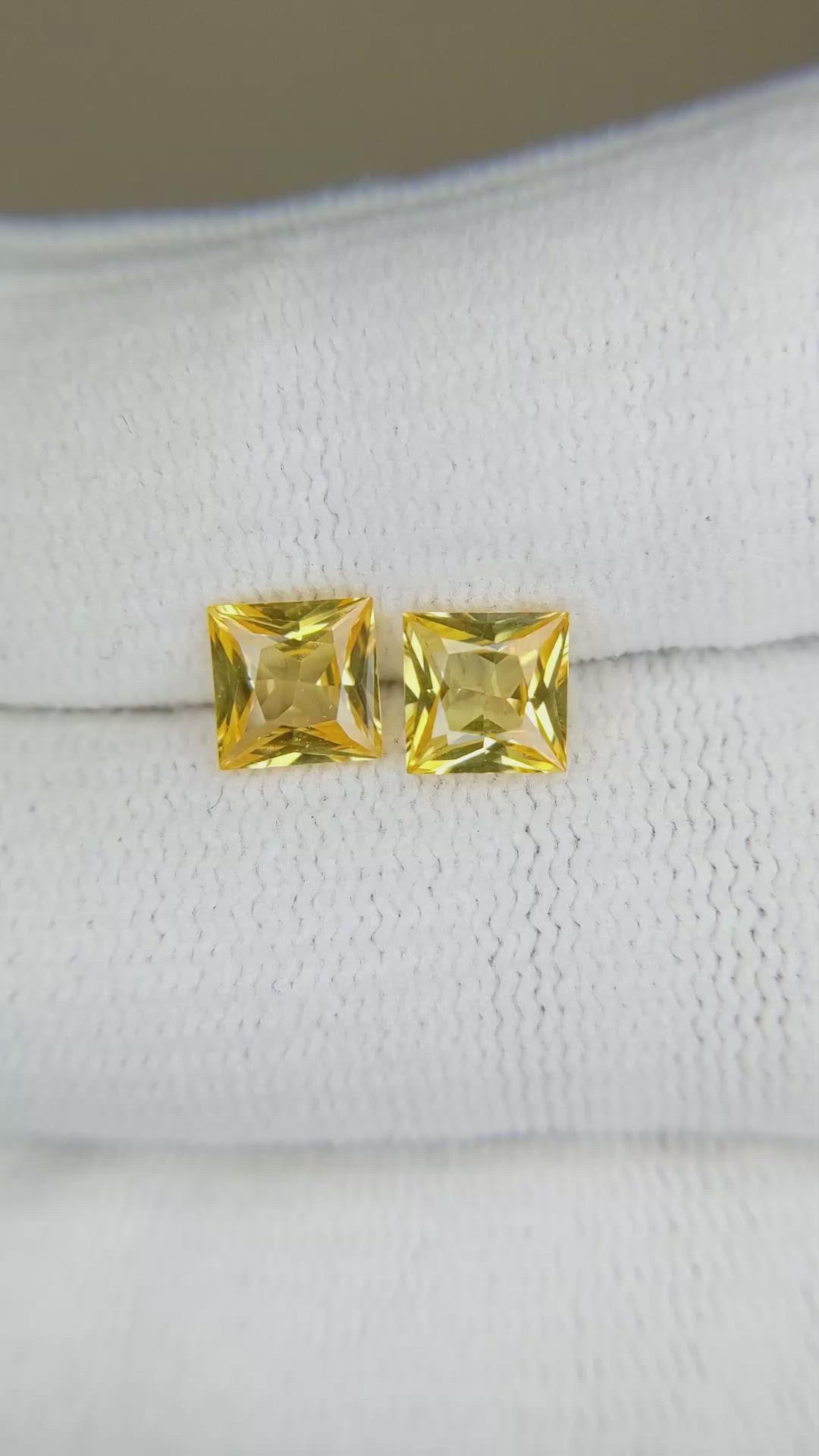 2.28&nbsp;Ct.Tw.Total Carat Weight Orangish Yellow Sapphire Pair from Ceylon (Sri Lanka) Size Video