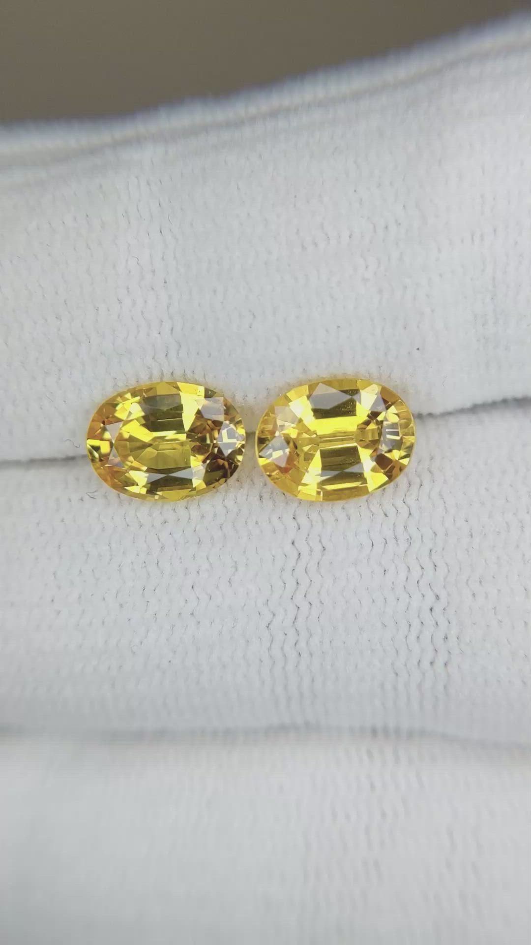 3.83 Ct.Tw.Total Carat Weight Yellow Sapphire Pair from Ceylon (Sri Lanka) Size Video
