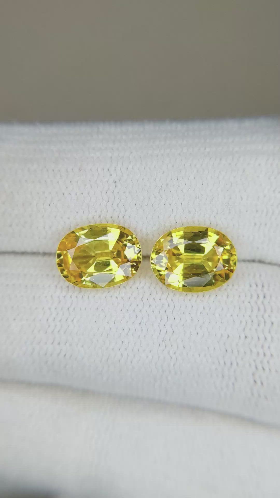 4.23 Ct.Tw.Total Carat Weight Yellow Sapphire Pair from Ceylon (Sri Lanka) Size Video