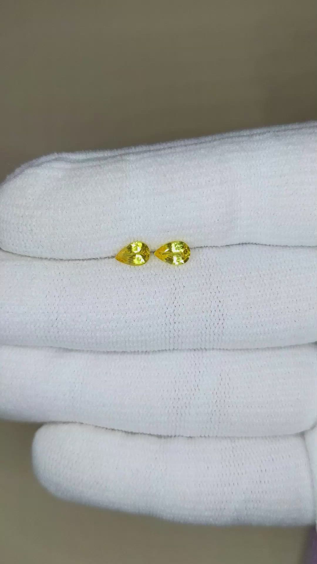 1.06 Ct.Tw.Total Carat Weight Yellow Sapphire Pair from Ceylon (Sri Lanka) Size Video