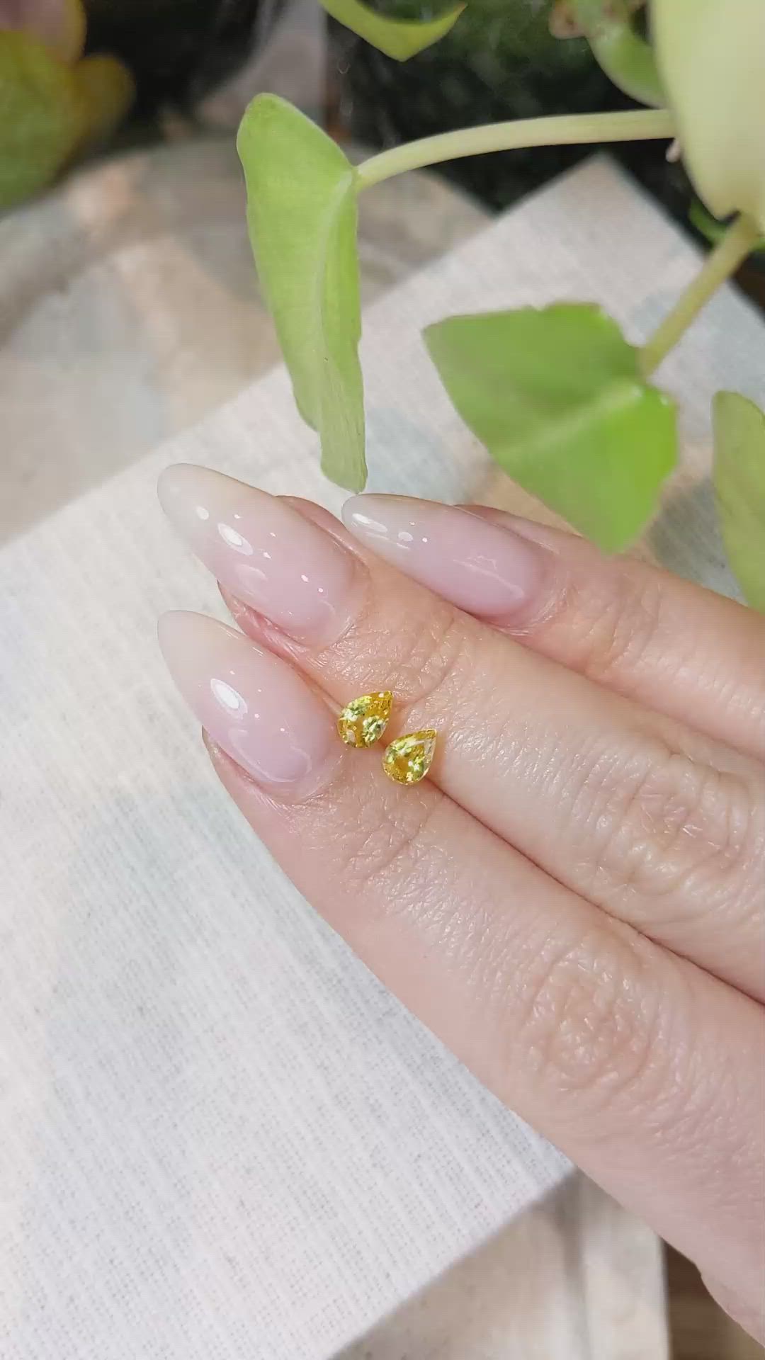 1.06 Ct.Tw.Total Carat Weight Yellow Sapphire Pair from Ceylon (Sri Lanka) Size Video