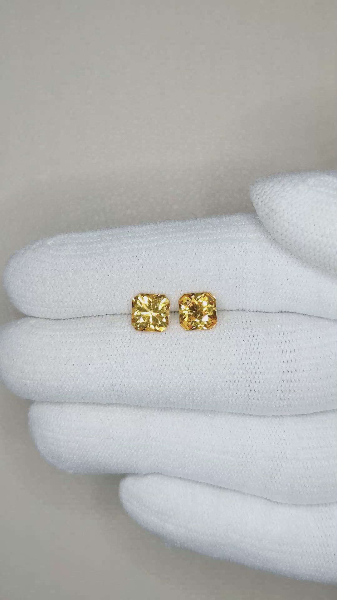2.45&nbsp;Ct.Tw.Total Carat Weight Orangish Yellow Sapphire Pair from Ceylon (Sri Lanka) Size Video
