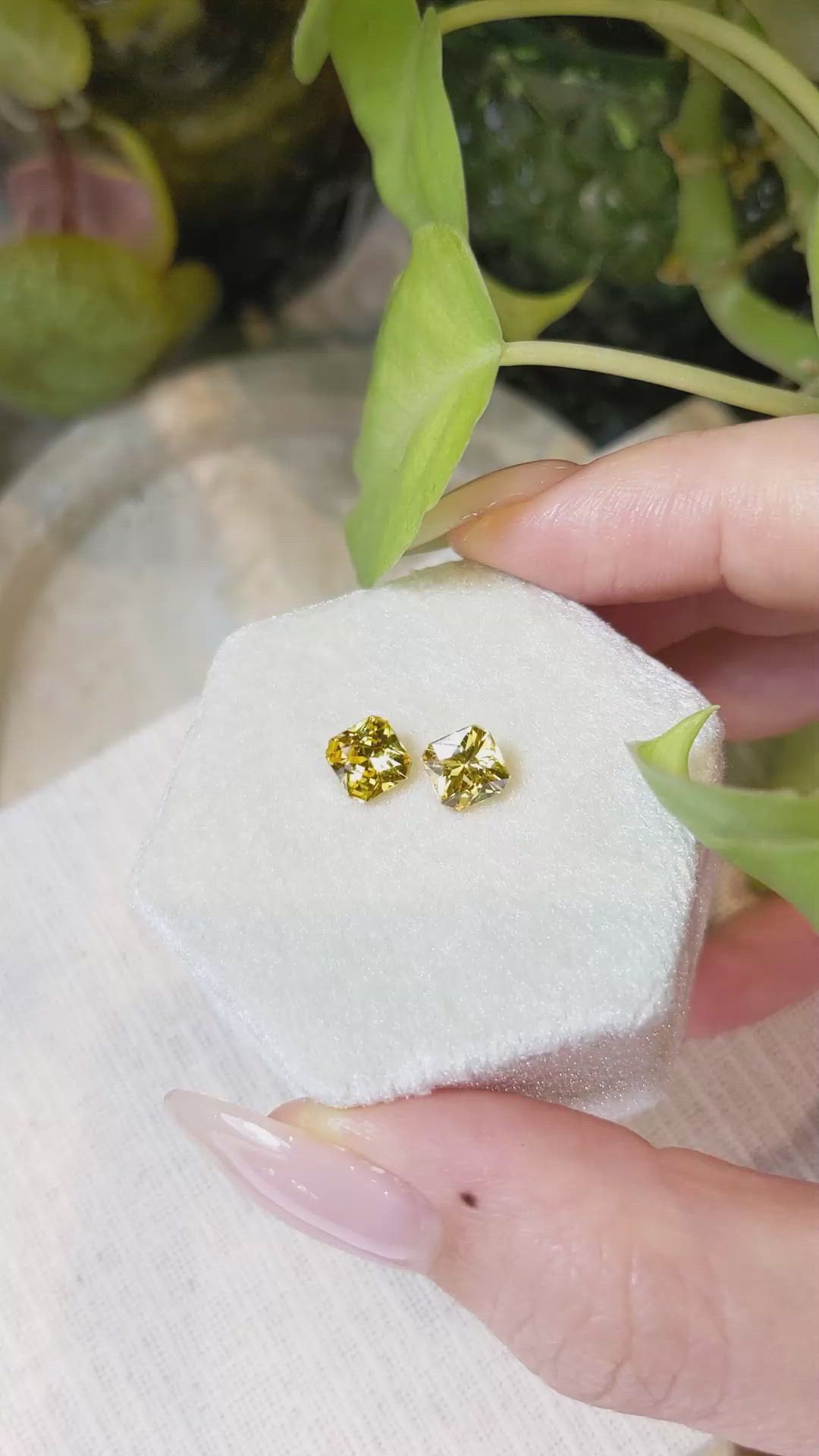 2.45&nbsp;Ct.Tw.Total Carat Weight Orangish Yellow Sapphire Pair from Ceylon (Sri Lanka) Size Video