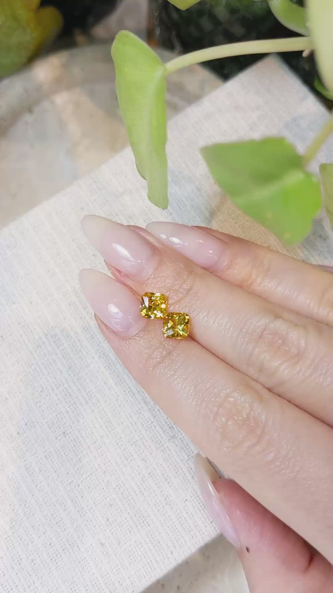 2.45&nbsp;Ct.Tw.Total Carat Weight Orangish Yellow Sapphire Pair from Ceylon (Sri Lanka) Size Video