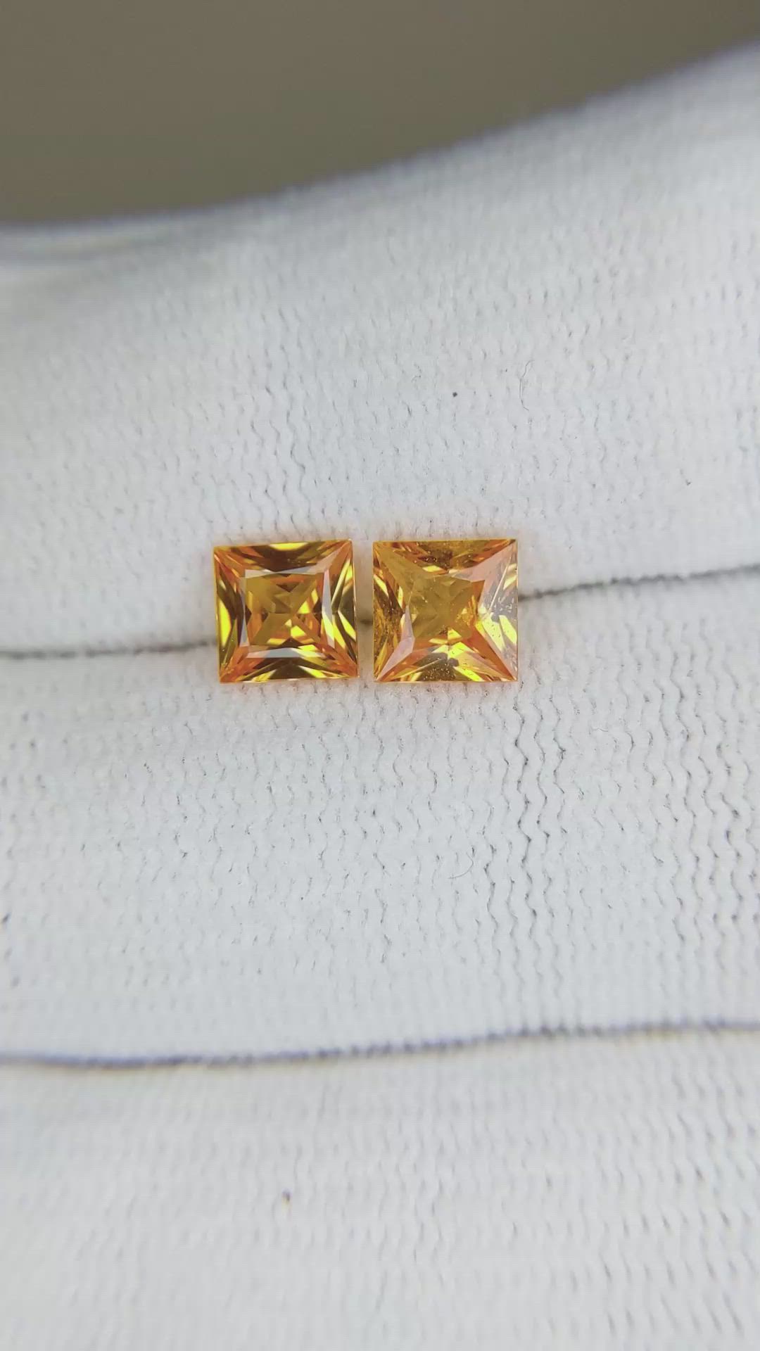 2.00 Ct.Tw.Total Carat Weight Yellowish Orange Sapphire Pair from Ceylon (Sri Lanka) Size Video