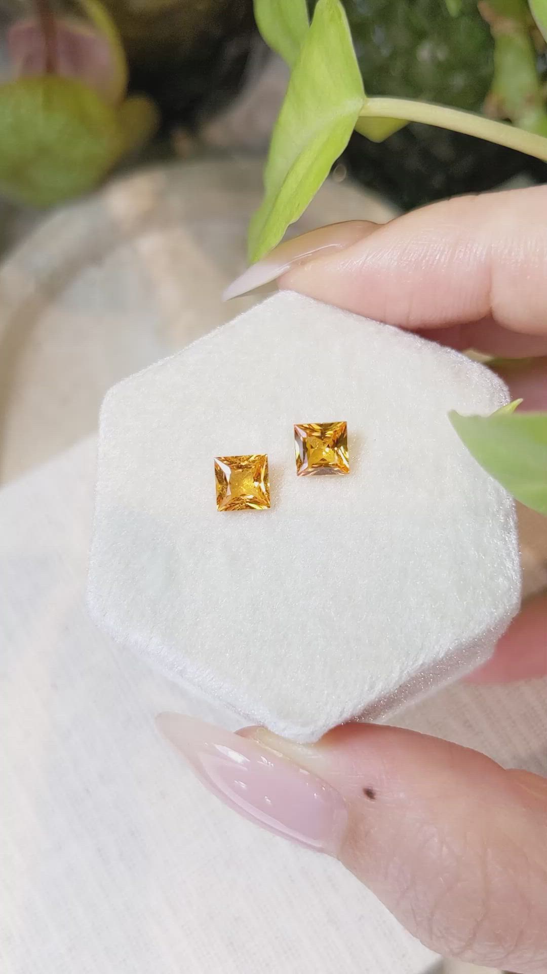 2.00 Ct.Tw.Total Carat Weight Yellowish Orange Sapphire Pair from Ceylon (Sri Lanka) Size Video