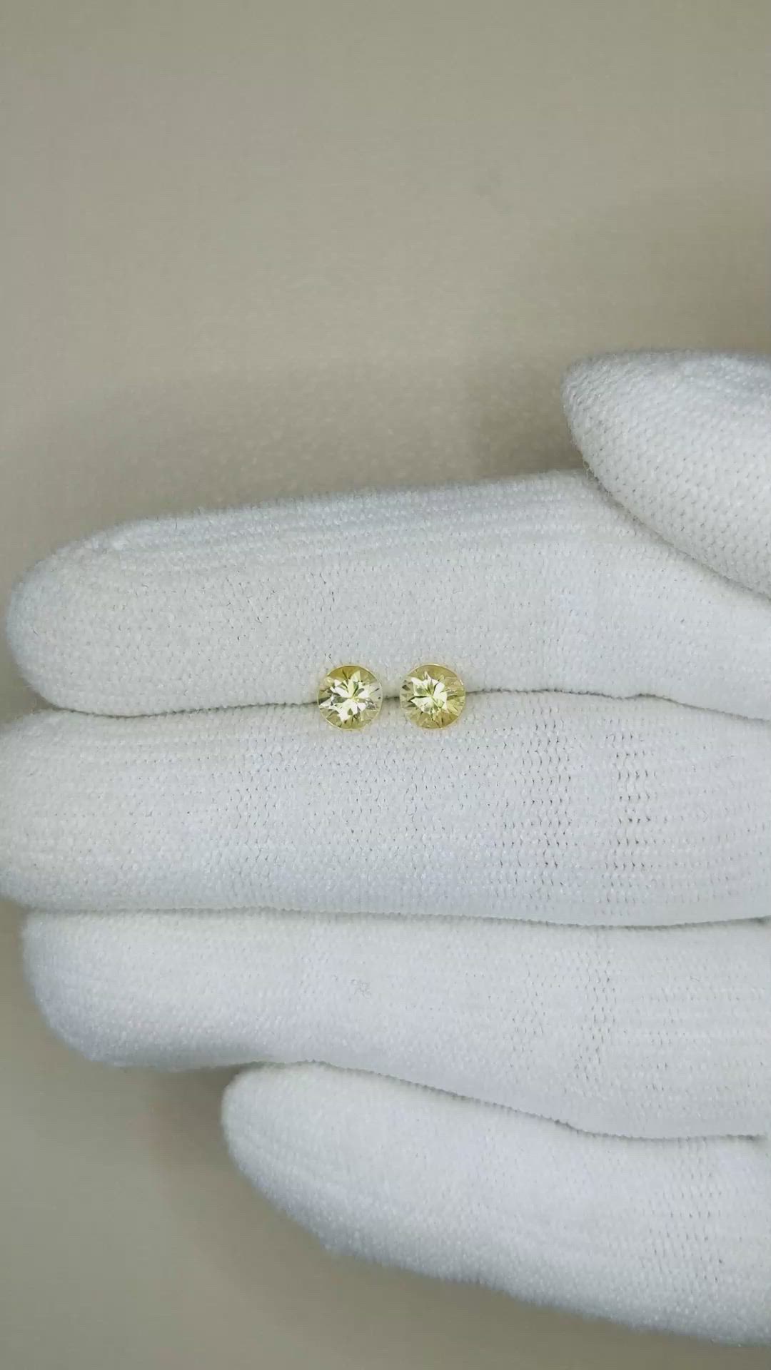 0.80 Ct.Tw.Total Carat Weight Yellow Sapphire Pair from Ceylon (Sri Lanka) Size Video