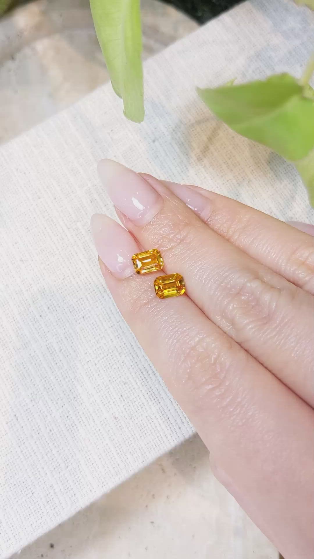 2.50 Ct.Tw.Total Carat Weight Orangish Yellow Sapphire Pair from Ceylon (Sri Lanka) Size Video