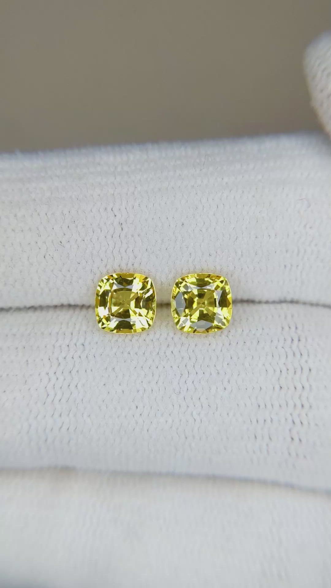 1.73 Ct.Tw.Total Carat Weight Yellow Sapphire Pair from Ceylon (Sri Lanka) Size Video