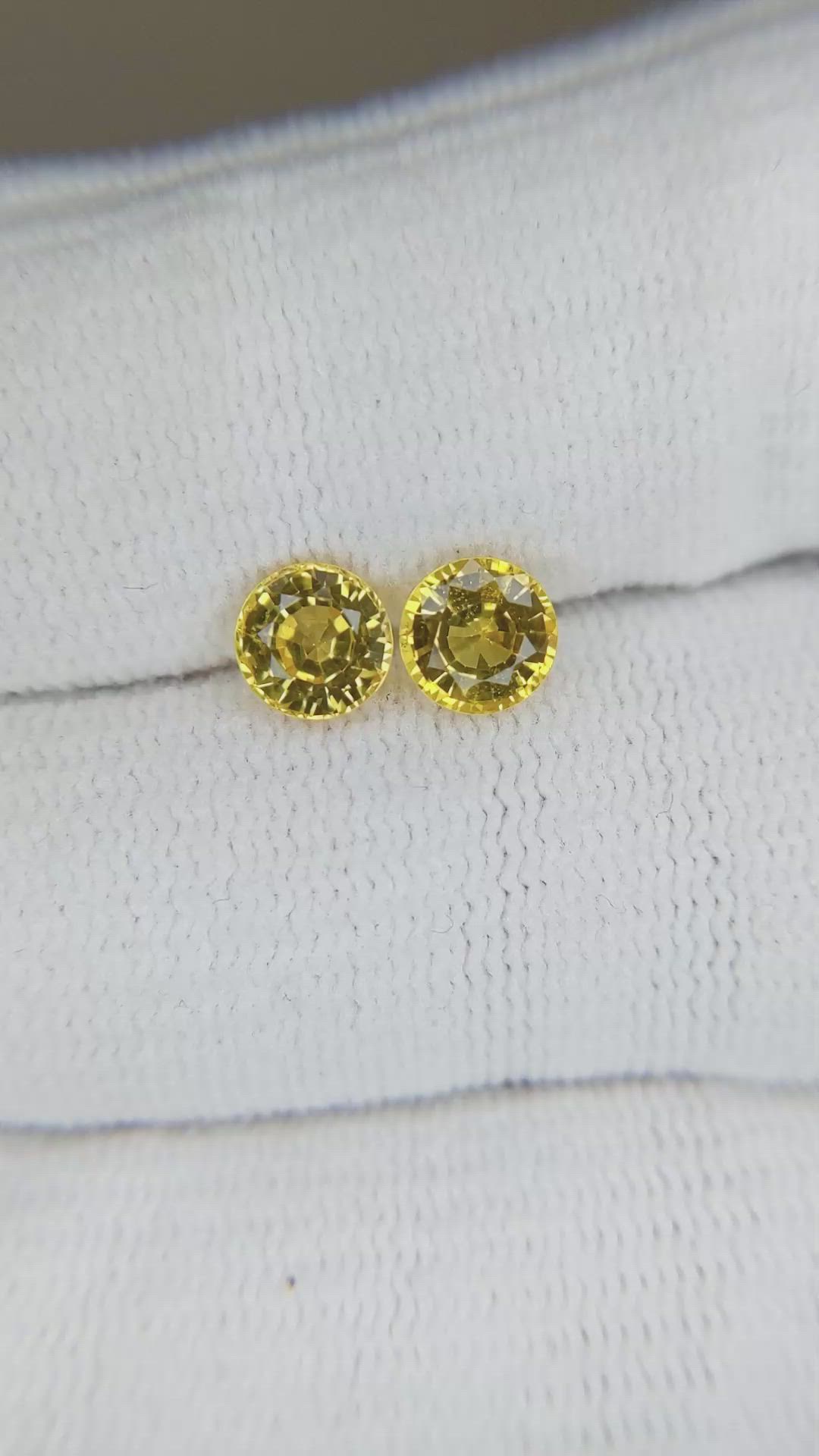 1.86 Ct.Tw.Total Carat Weight Yellow Sapphire Pair from Ceylon (Sri Lanka) Size Video