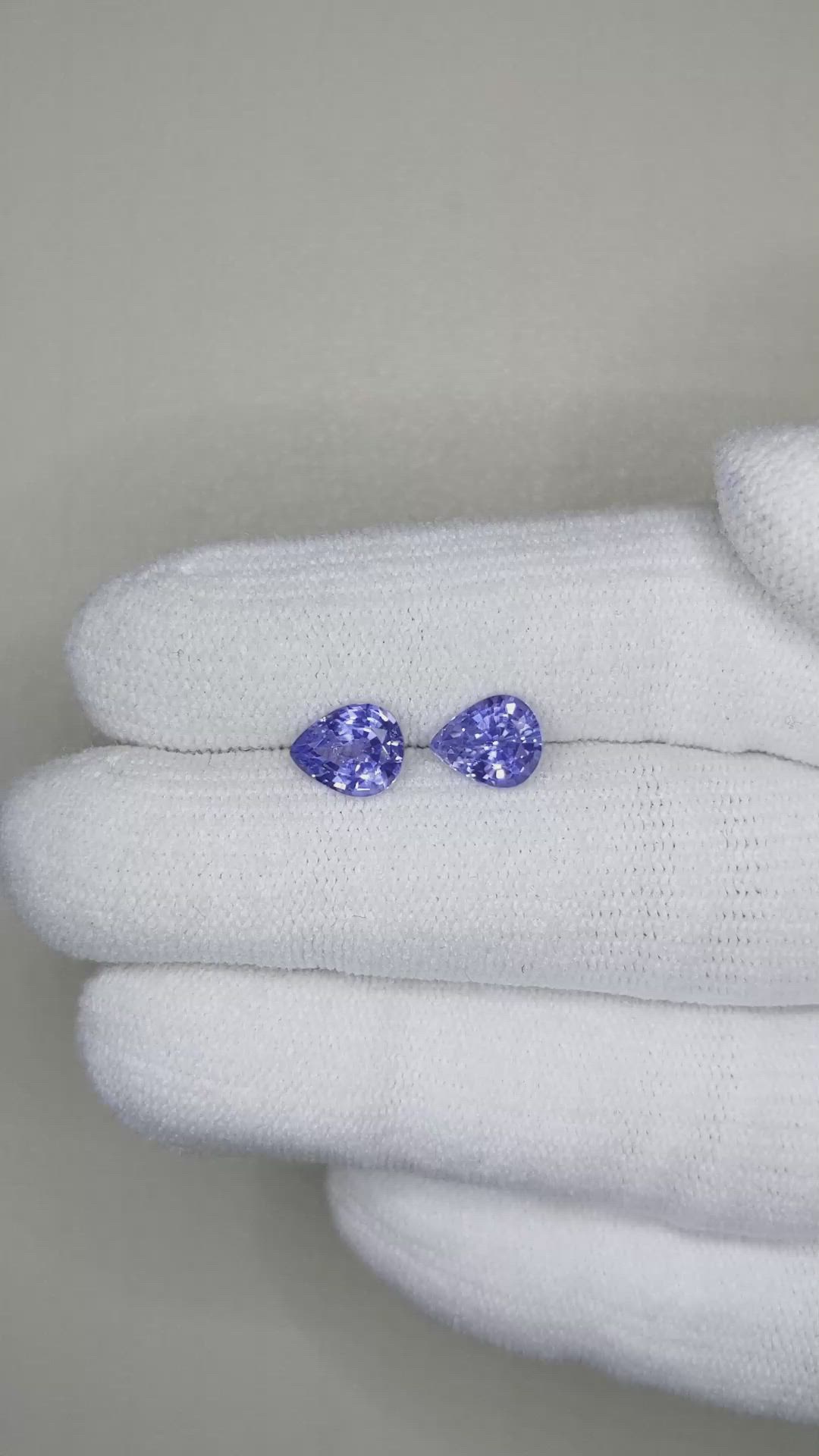 2.29&nbsp;Ct.Tw.Total Carat Weight Blue Sapphire Pair from Ceylon (Sri Lanka) Size Video