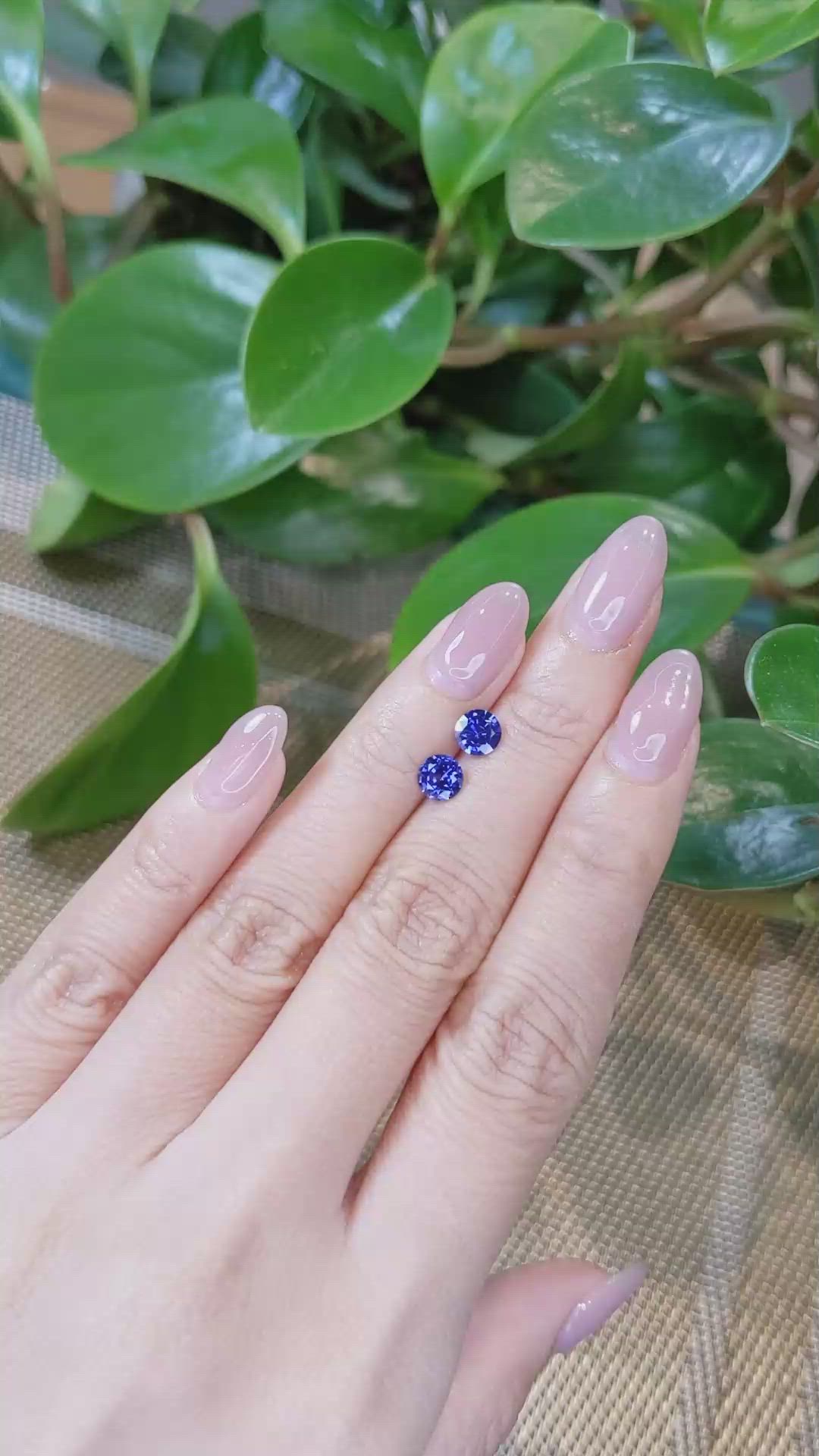 1.36 Ct.Tw.Total Carat Weight Blue Sapphire Pair from Ceylon (Sri Lanka) Size Video