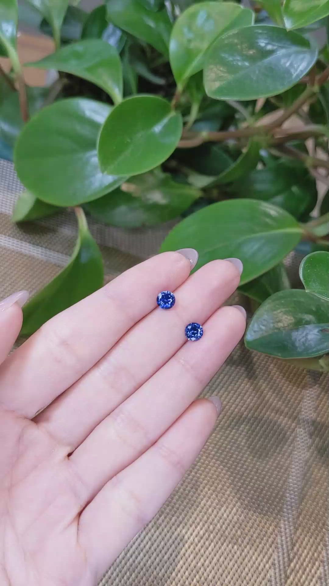 1.36 Ct.Tw.Total Carat Weight Blue Sapphire Pair from Ceylon (Sri Lanka) Size Video